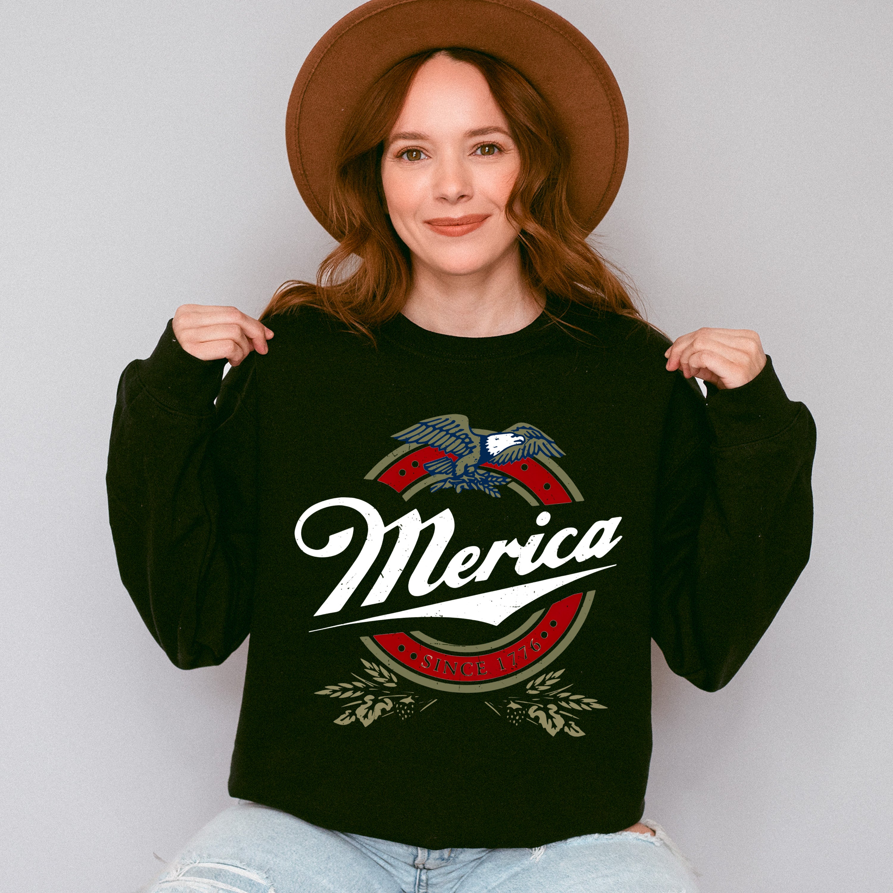 Merica Since 1776 Eagle Design - 4th Of July Unisex Crewneck T-Shirt Sweatshirt Hoodie