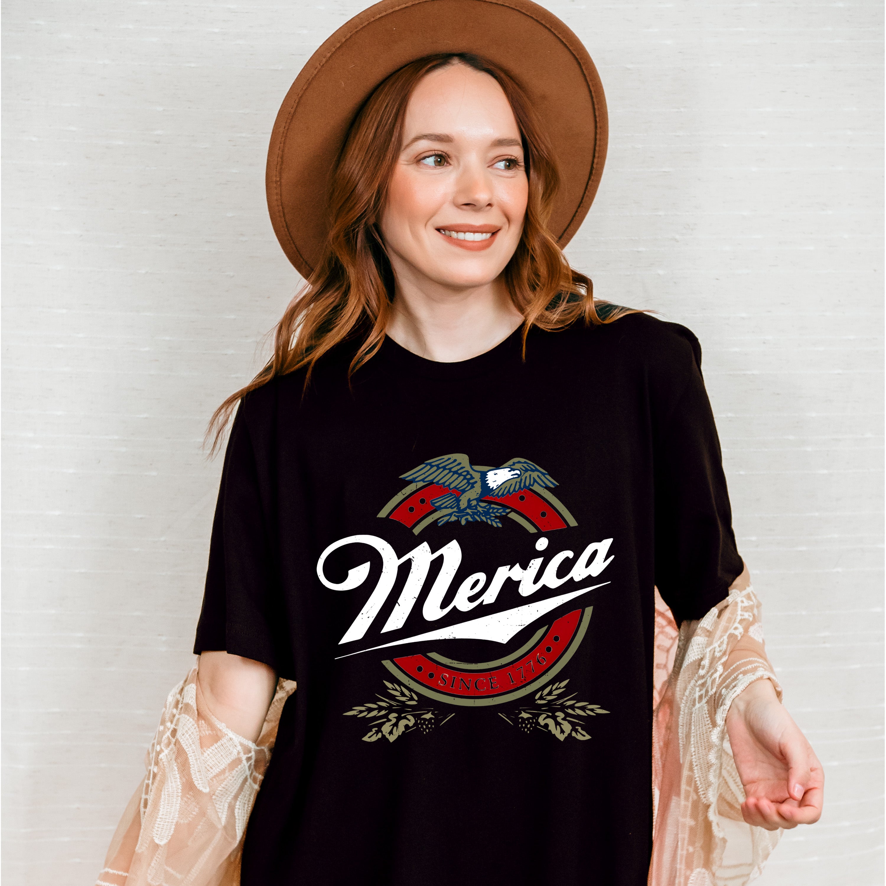 Merica Since 1776 Eagle Design - 4th Of July Unisex Crewneck T-Shirt Sweatshirt Hoodie