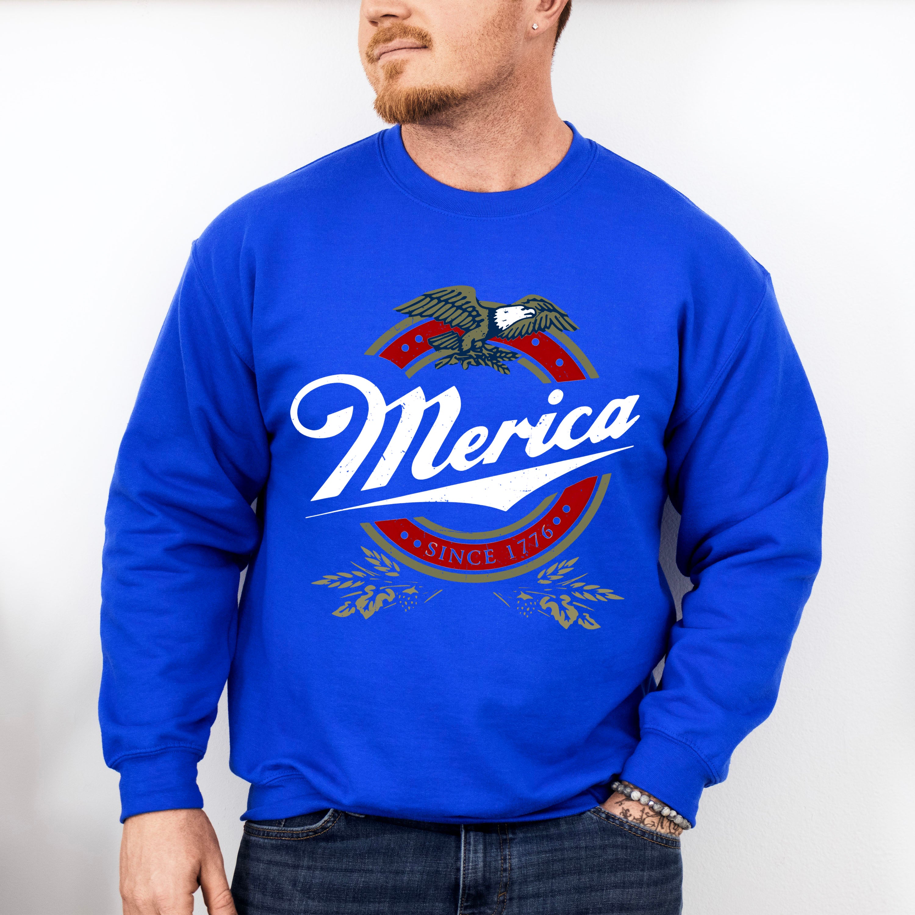 Merica Since 1776 Eagle Design - 4th Of July Unisex Crewneck T-Shirt Sweatshirt Hoodie