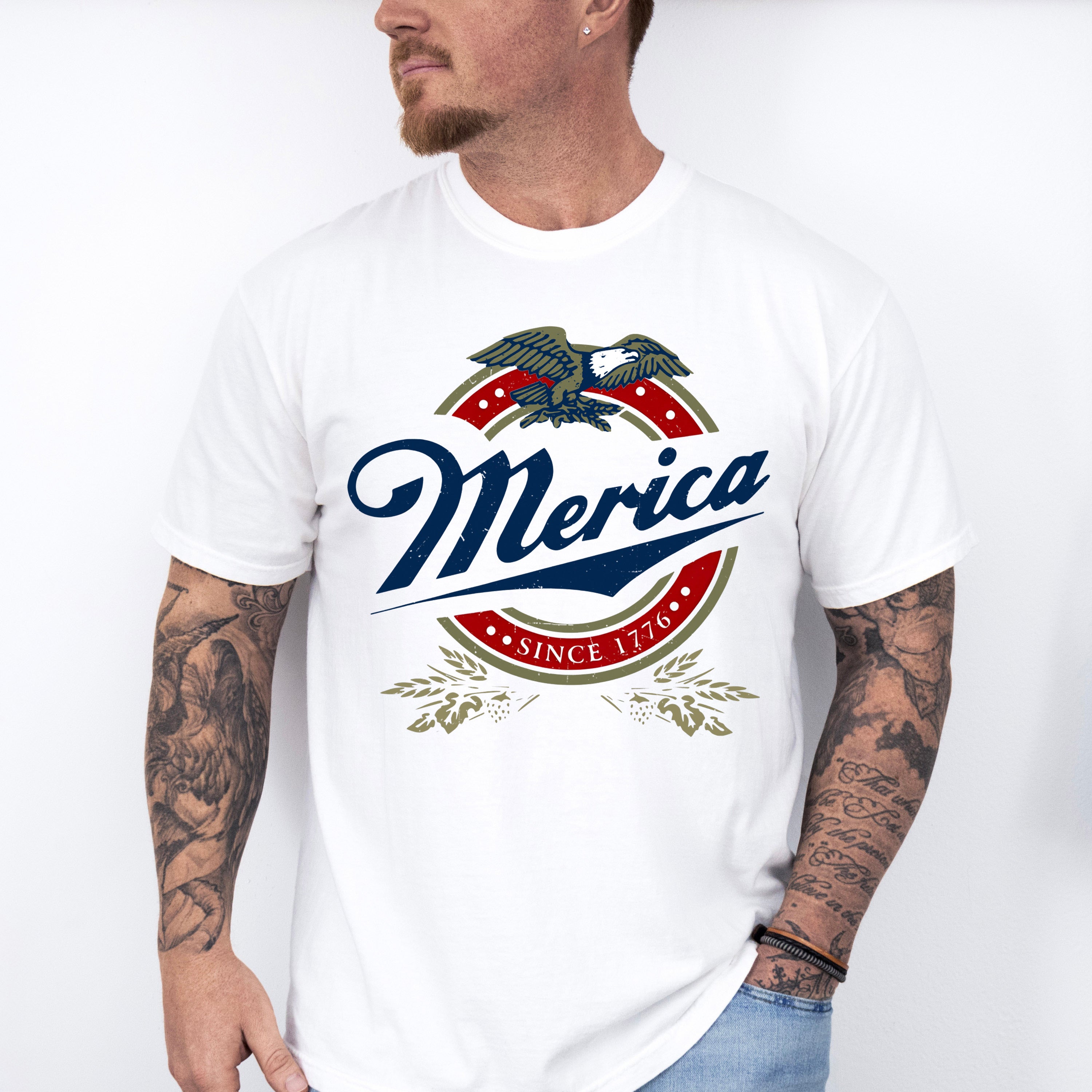 Merica Since 1776 Eagle Design - 4th Of July Unisex Crewneck T-Shirt Sweatshirt Hoodie