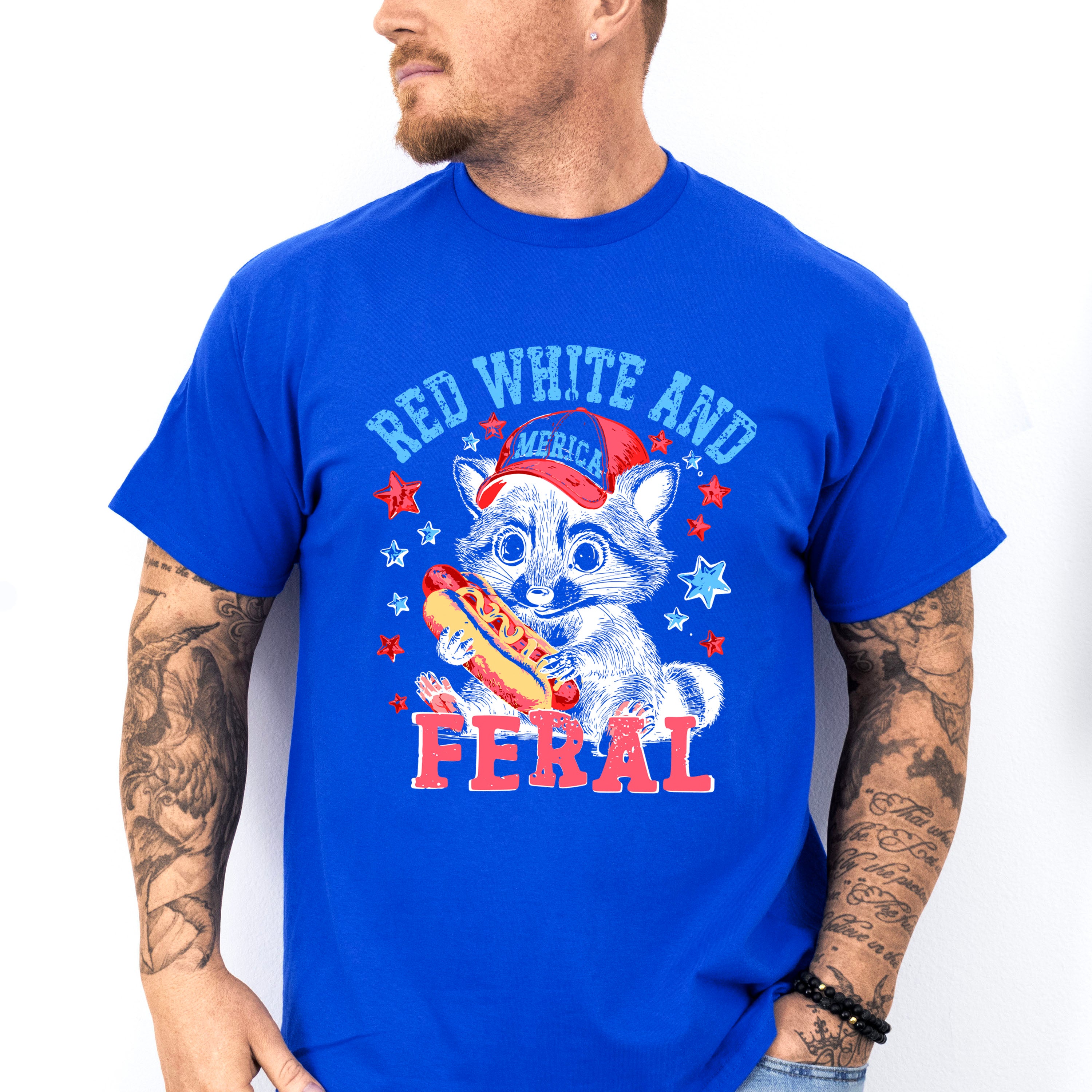 Red White And Feral Baby Raccoon - 4th Of July Unisex Crewneck T-Shirt Sweatshirt Hoodie