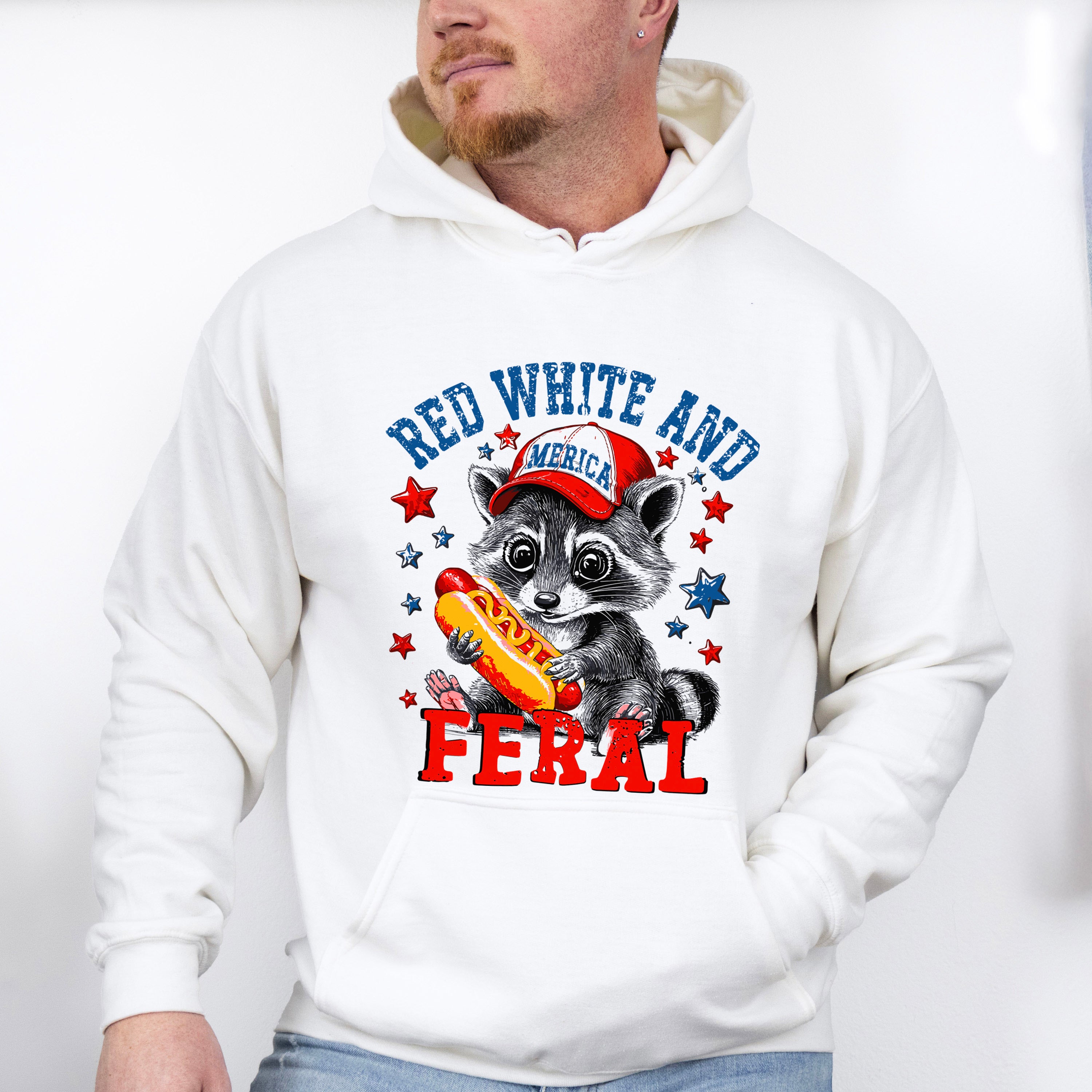 Red White And Feral Baby Raccoon - 4th Of July Unisex Crewneck T-Shirt Sweatshirt Hoodie