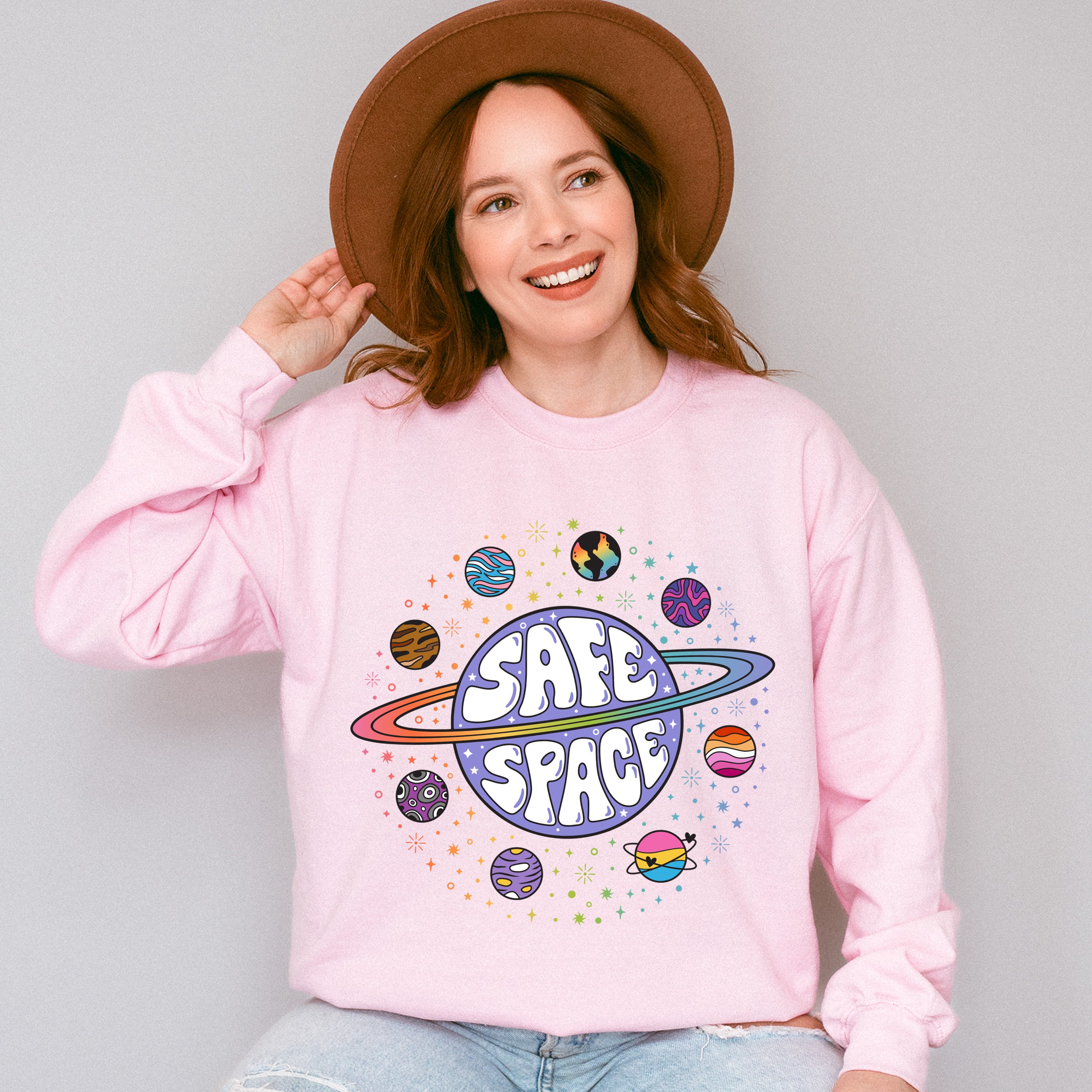 Safe Space Planets - Gay Unisex Crewneck T-Shirt Sweatshirt Hoodie