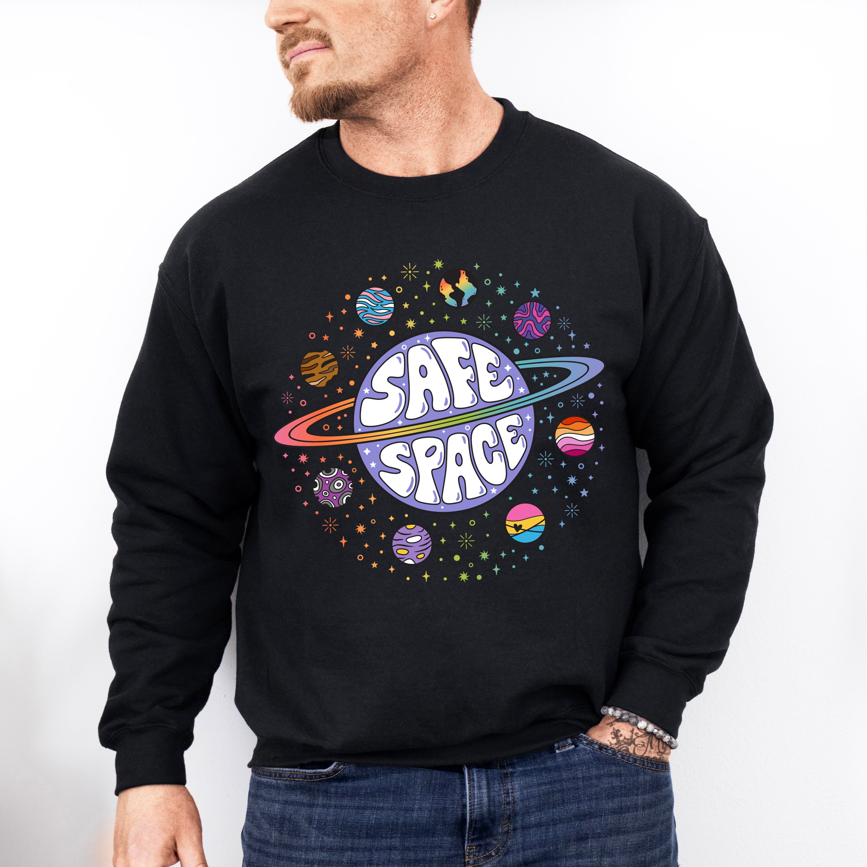 Safe Space Planets - Gay Unisex Crewneck T-Shirt Sweatshirt Hoodie