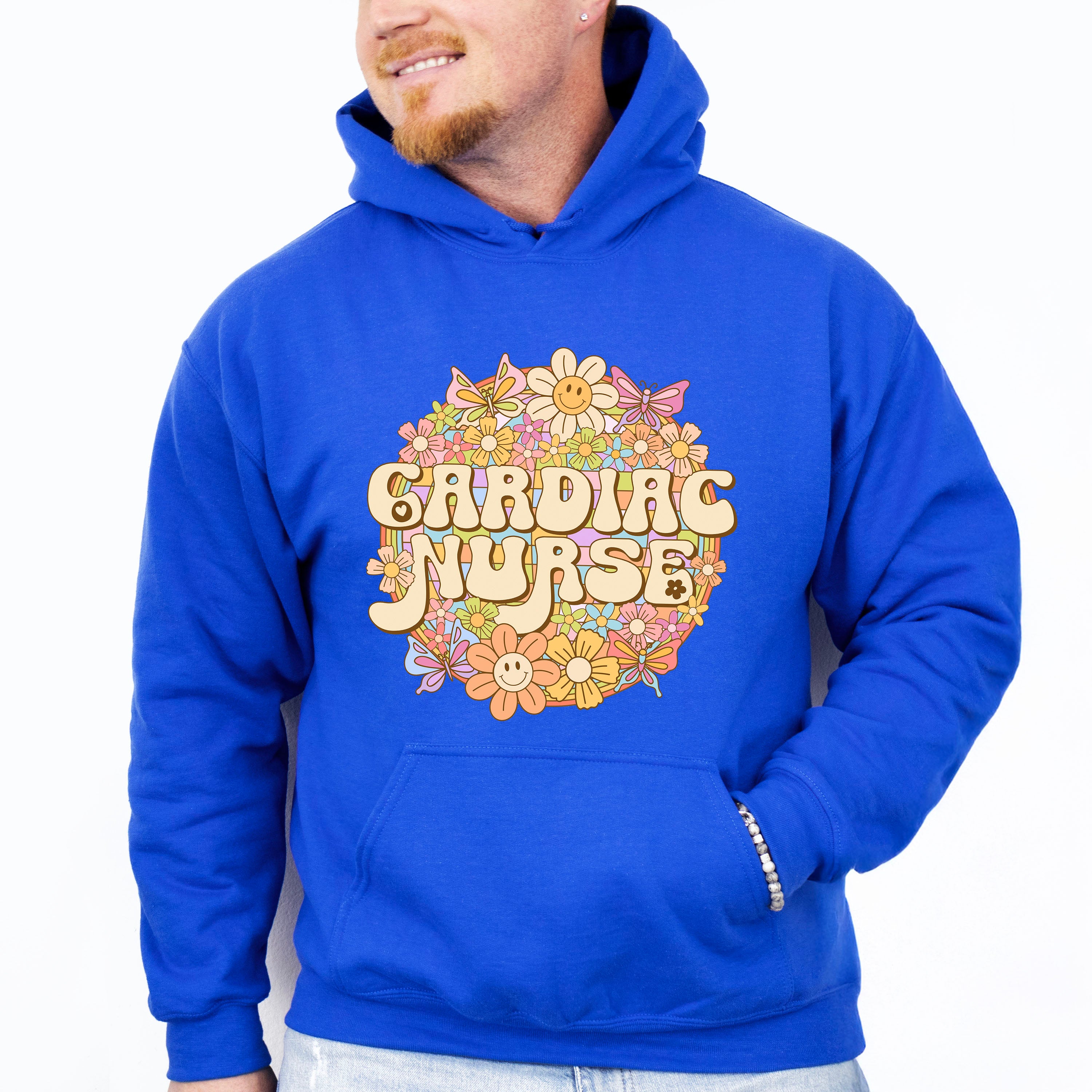 Cardiac Nurse Floral Circle Design - Cardiac Nurse Unisex Crewneck T-Shirt Sweatshirt Hoodie