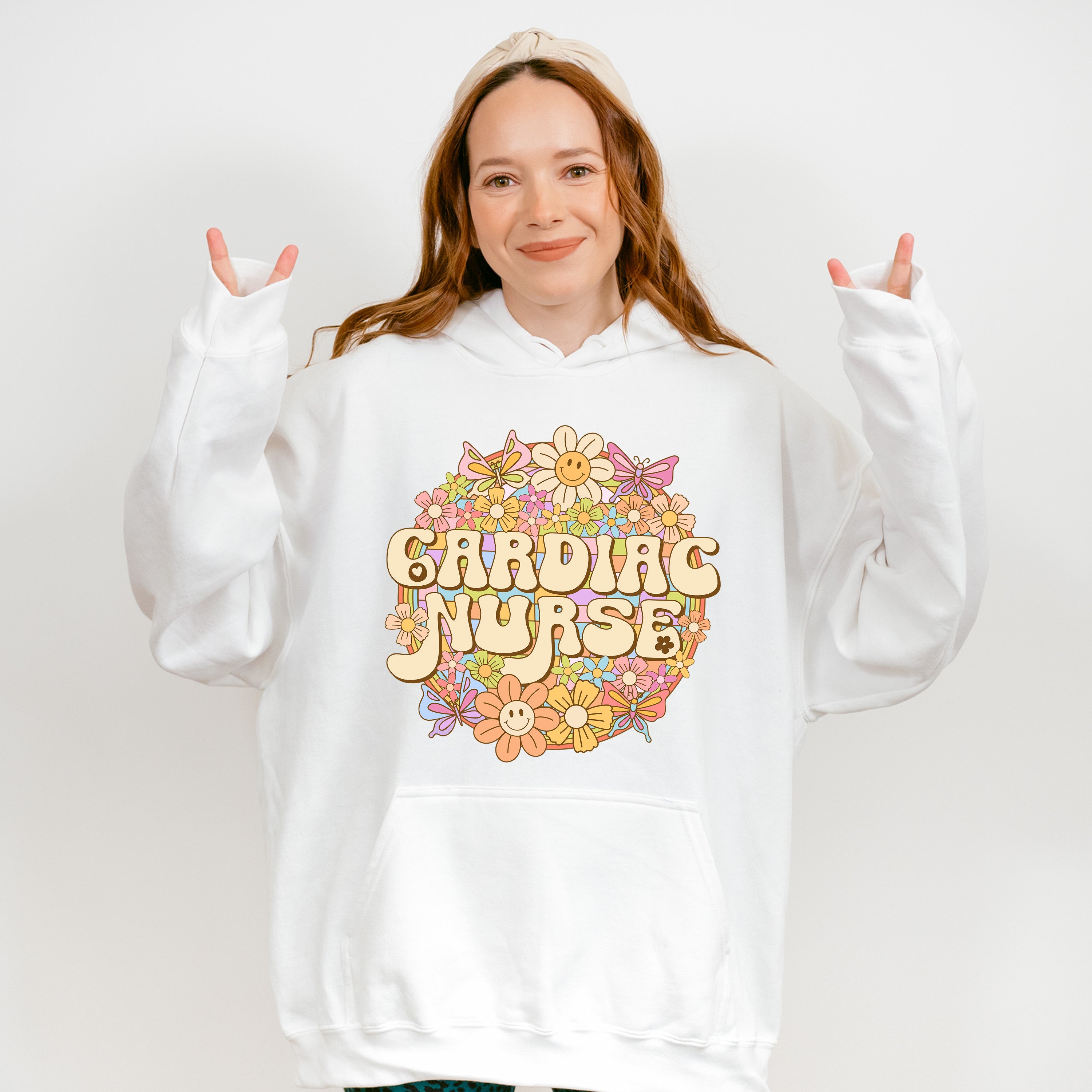 Cardiac Nurse Floral Circle Design - Cardiac Nurse Unisex Crewneck T-Shirt Sweatshirt Hoodie