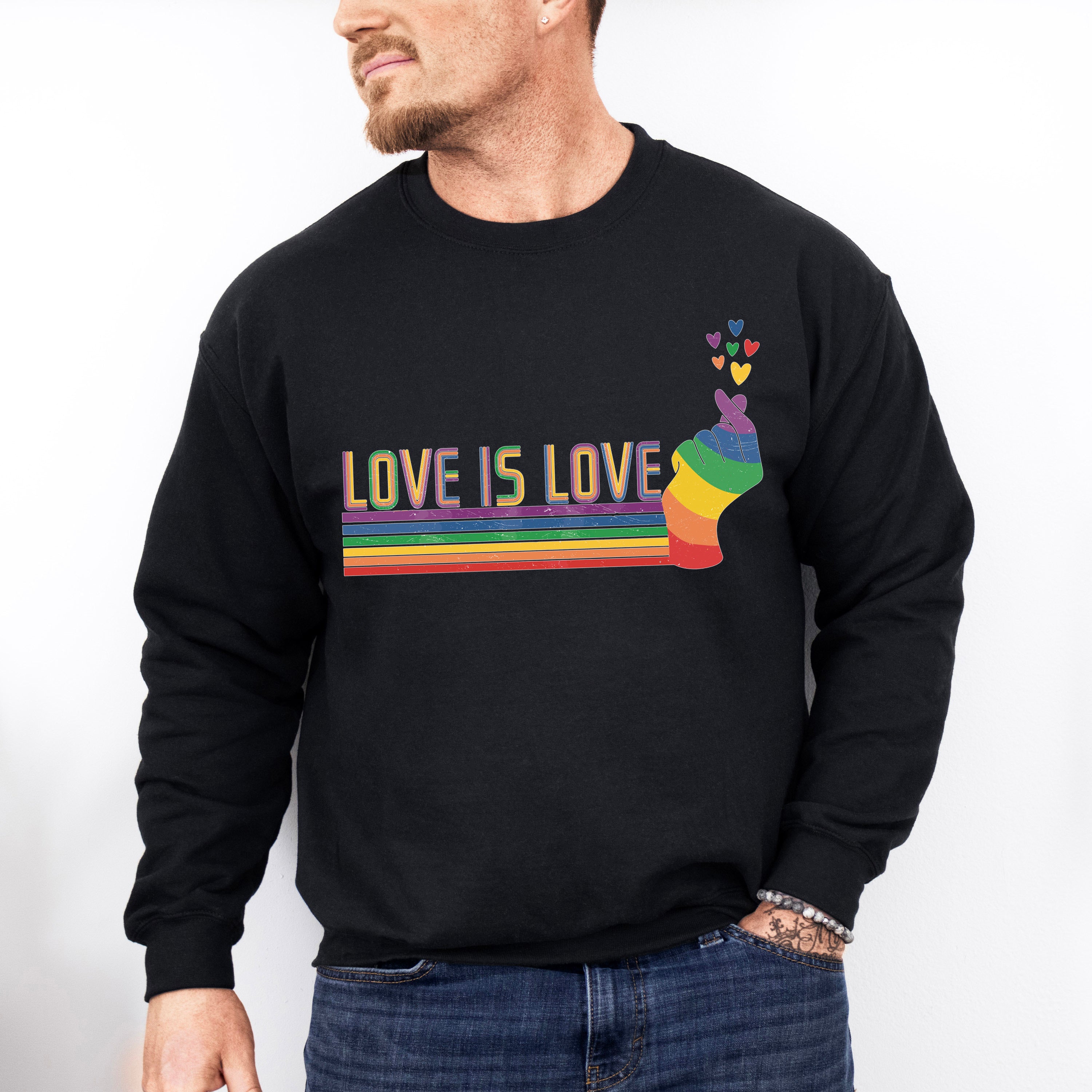 Love Is Love Rainbow - Gay Unisex Crewneck T-Shirt Sweatshirt Hoodie