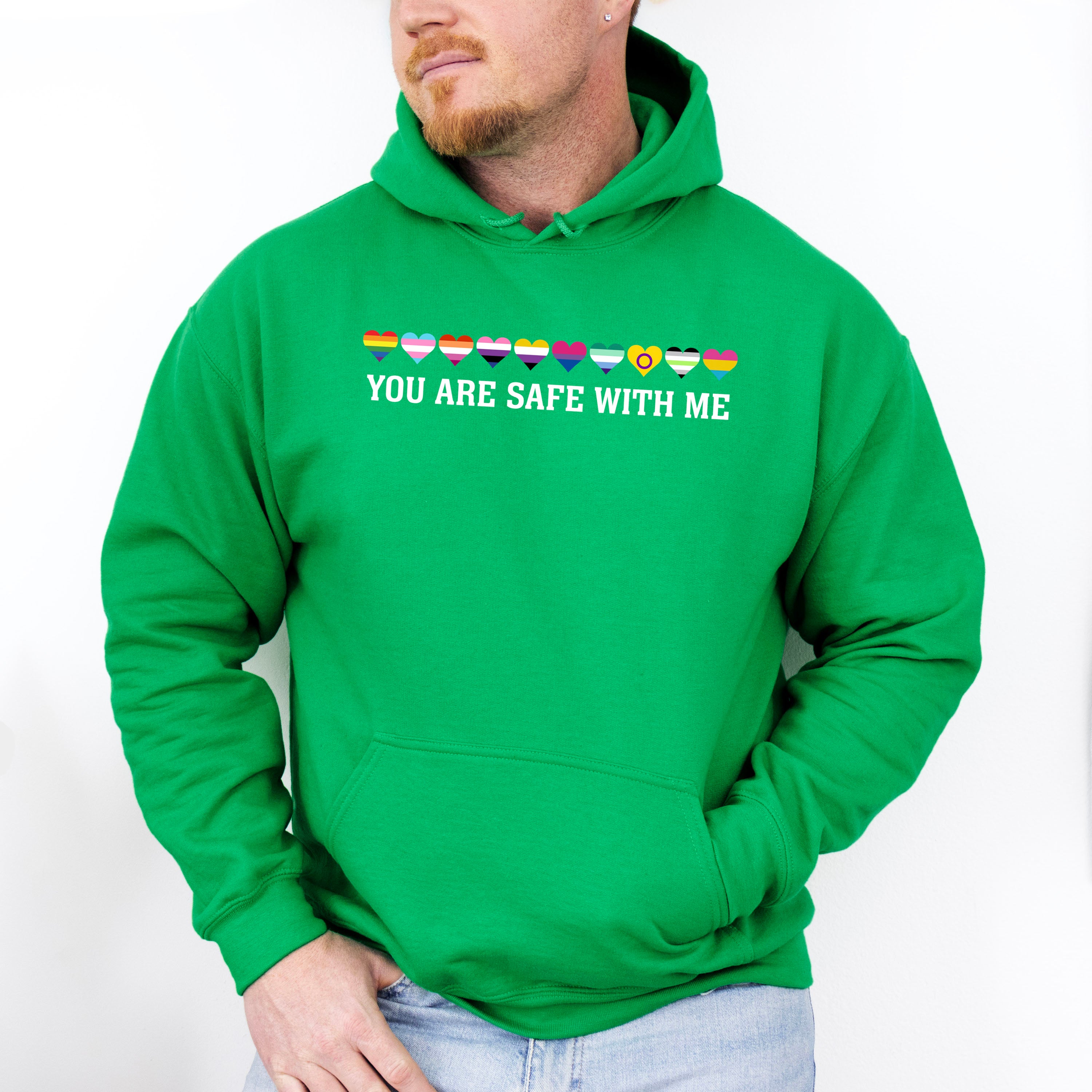 You Are Safe With Me Hearts - Gay Unisex Crewneck T-Shirt Sweatshirt Hoodie