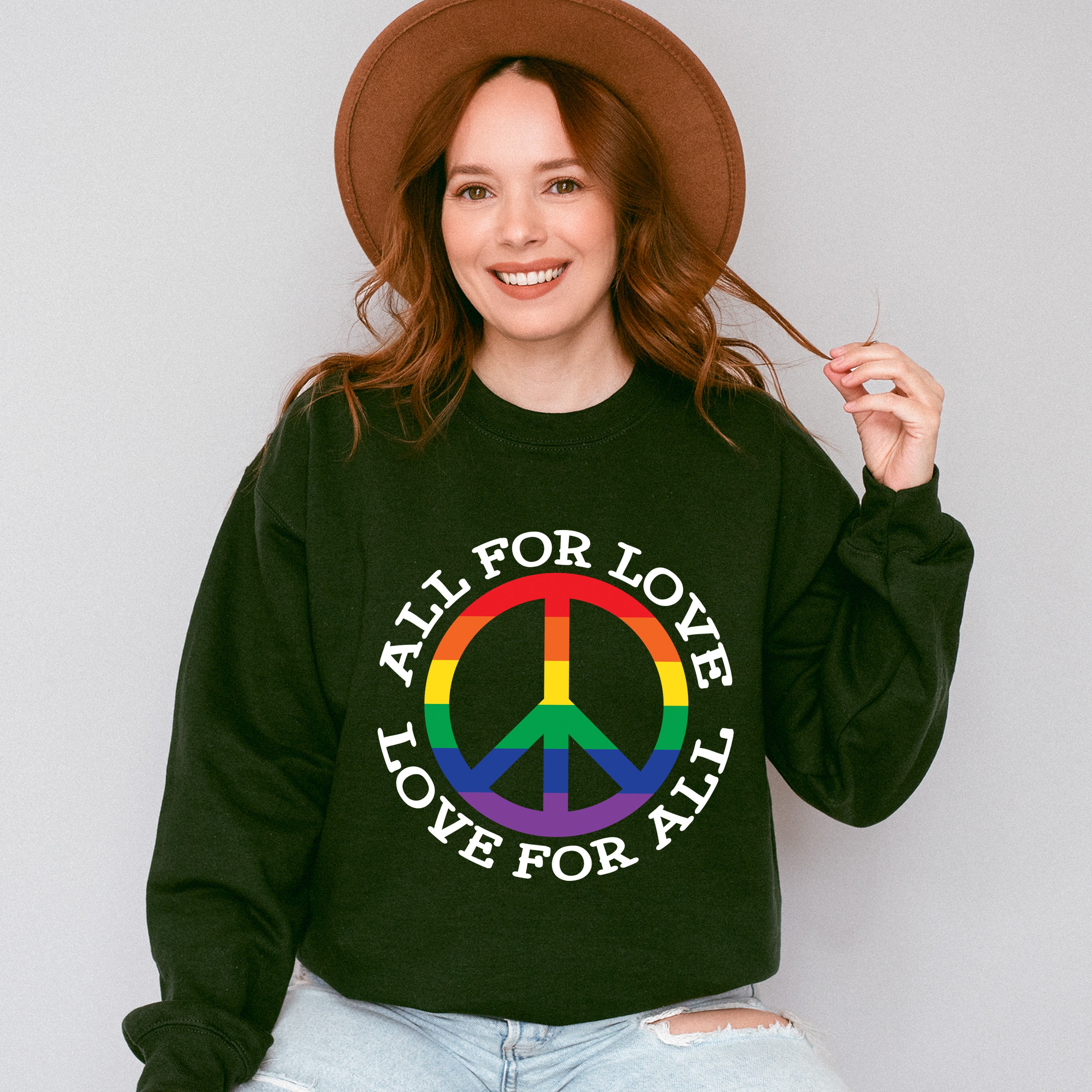 All For Love Love For All, Peace Symbol - Gay Unisex Crewneck T-Shirt Sweatshirt Hoodie