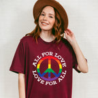 All For Love Love For All, Peace Symbol - Gay Unisex Crewneck T-Shirt Sweatshirt Hoodie