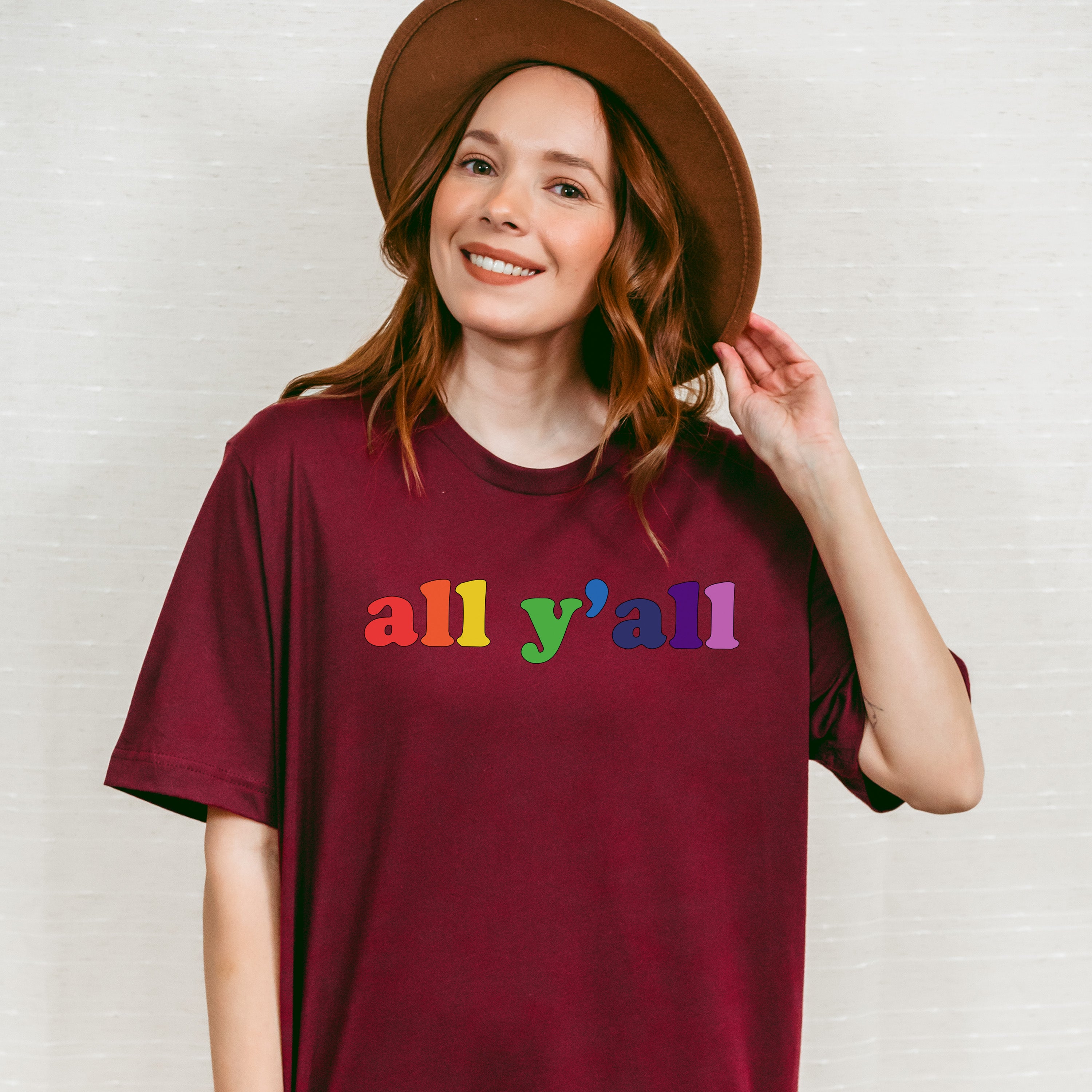 All Y'all Rainbow Colors - Gay Unisex Crewneck T-Shirt Sweatshirt Hoodie