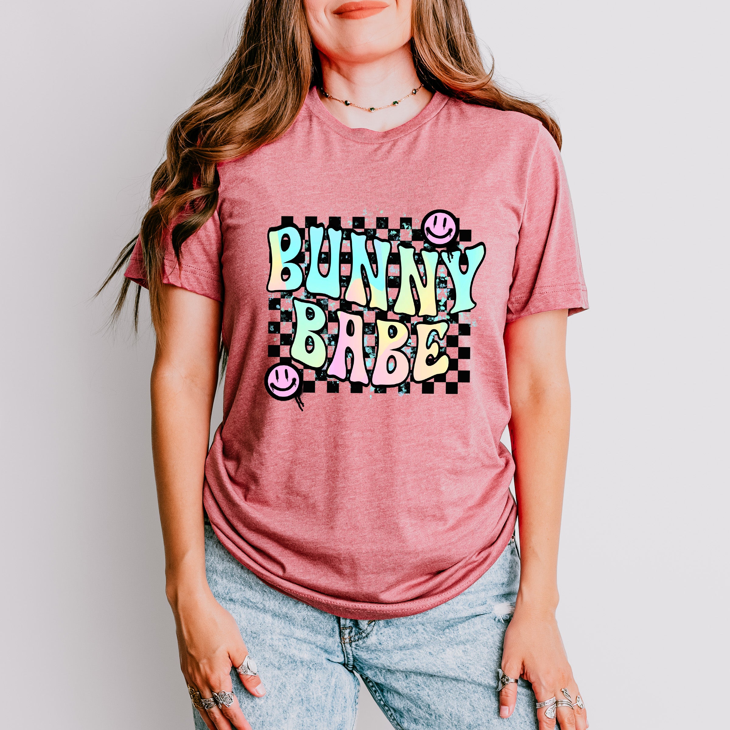 Bunny Babe Smiley - Easter Day Unisex Crewneck T-Shirt Sweatshirt Hoodie