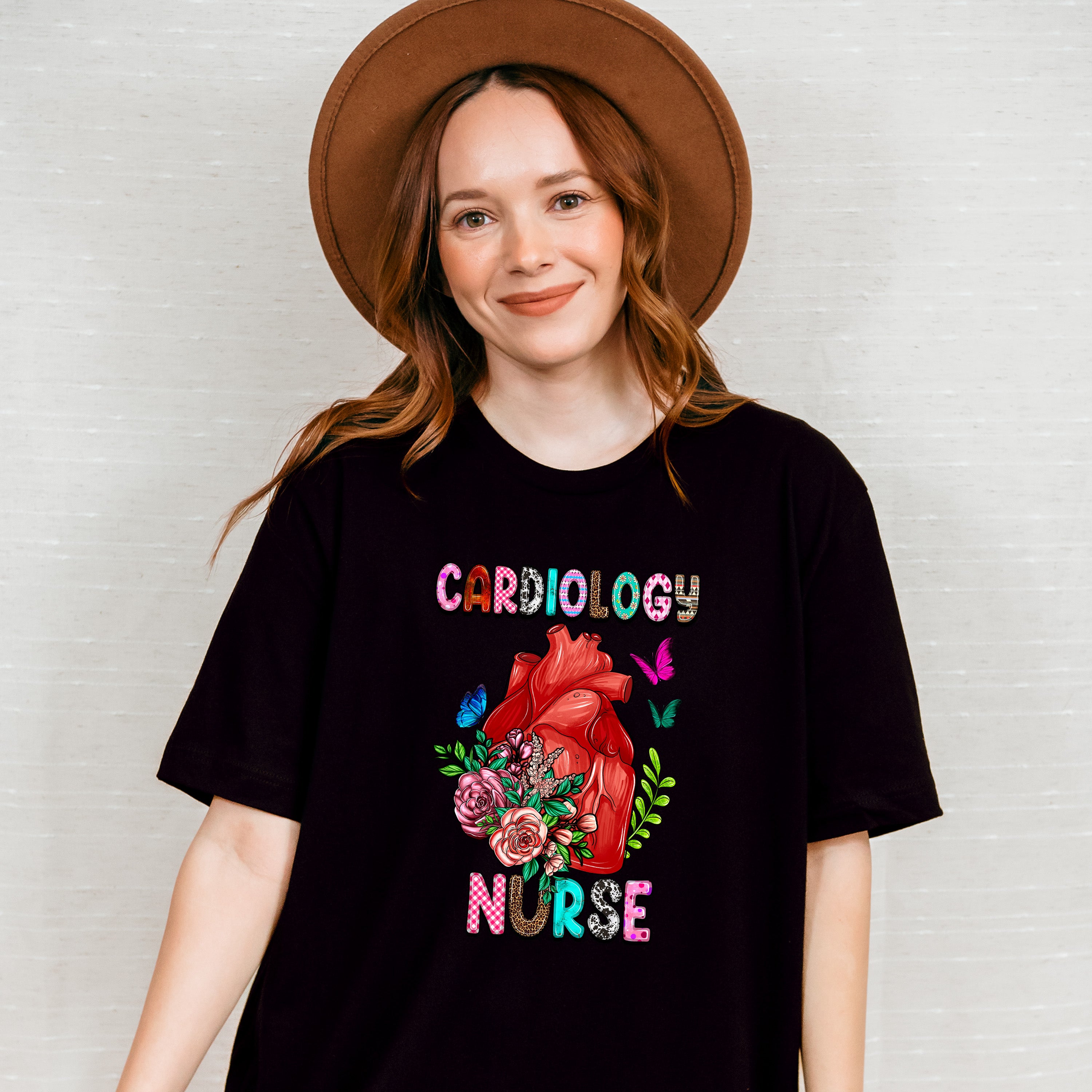 Cardiology Nurse Heart Floral Design - Cardiac Nurse Unisex Crewneck T-Shirt Sweatshirt Hoodie