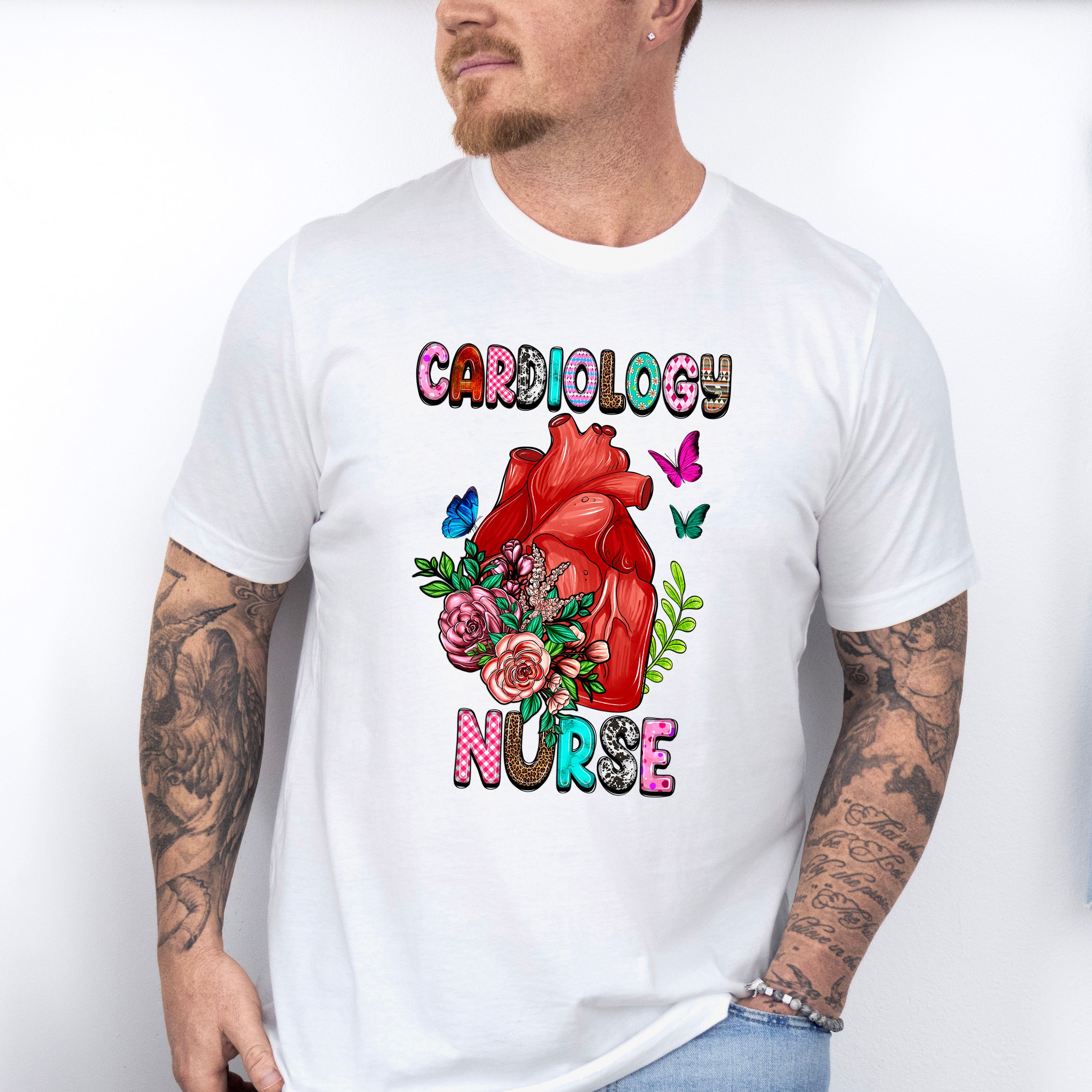 Cardiology Nurse Heart Floral Design - Cardiac Nurse Unisex Crewneck T-Shirt Sweatshirt Hoodie