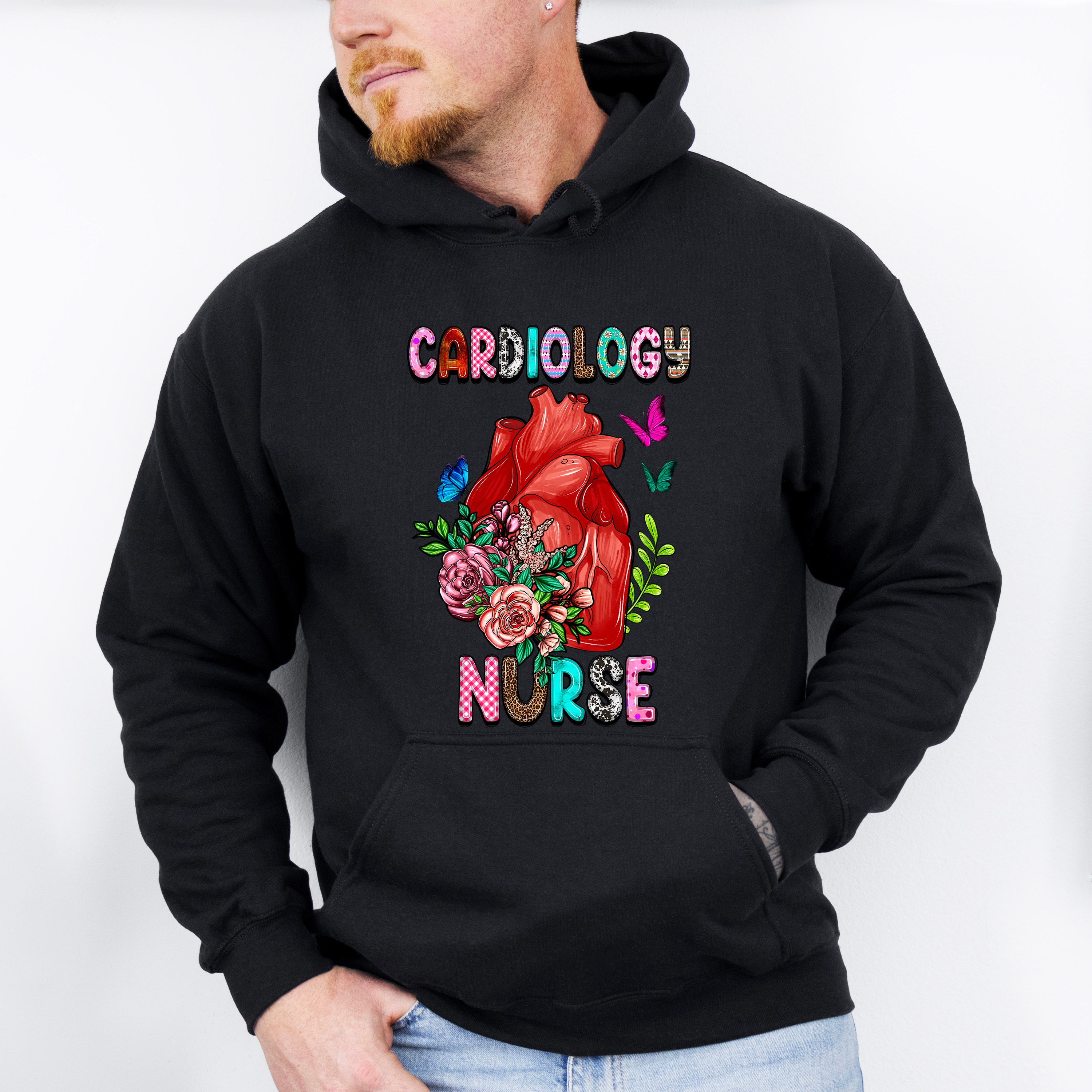 Cardiology Nurse Heart Floral Design - Cardiac Nurse Unisex Crewneck T-Shirt Sweatshirt Hoodie