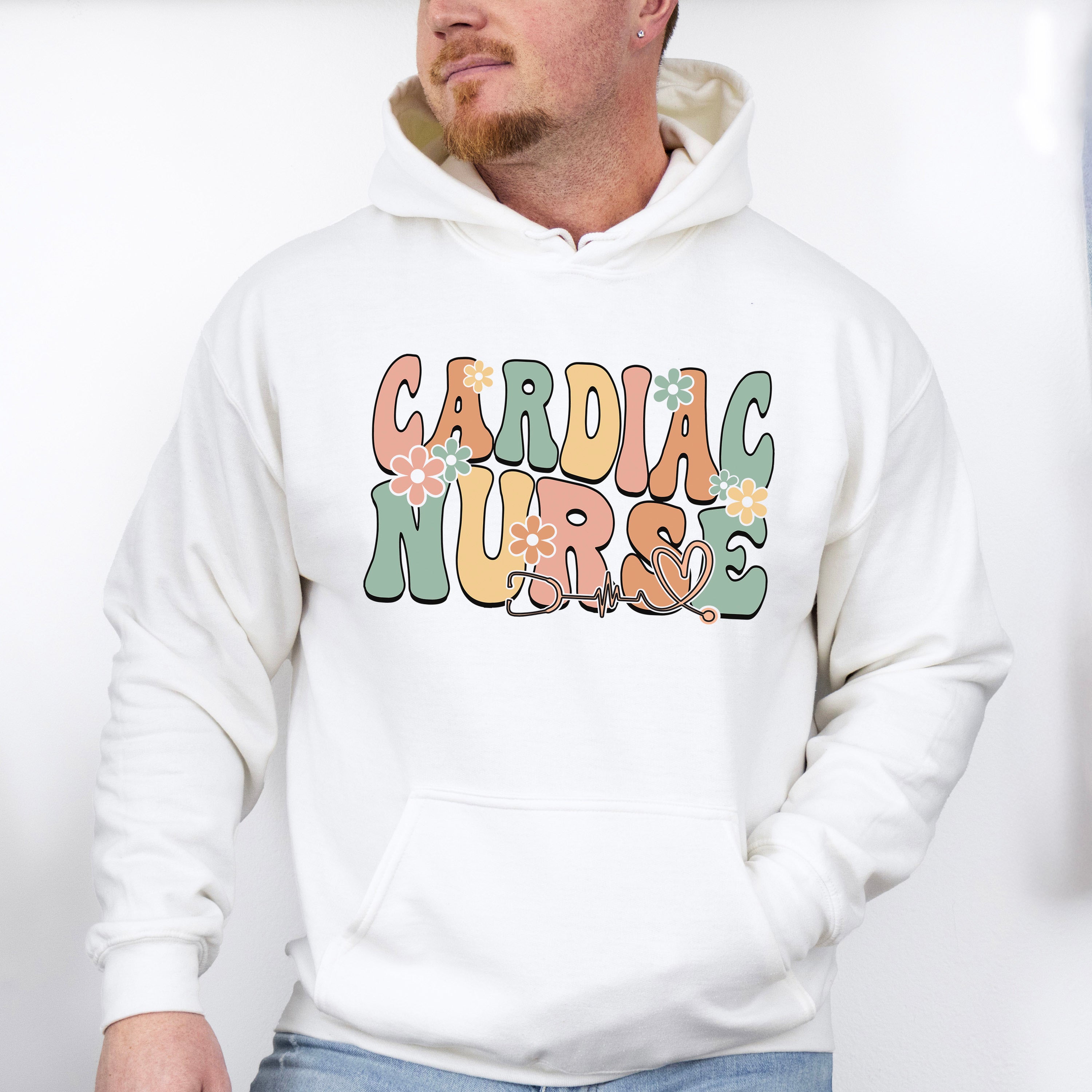 Cardiac Nurse Flowers Design - Cardiac Nurse Unisex Crewneck T-Shirt Sweatshirt Hoodie