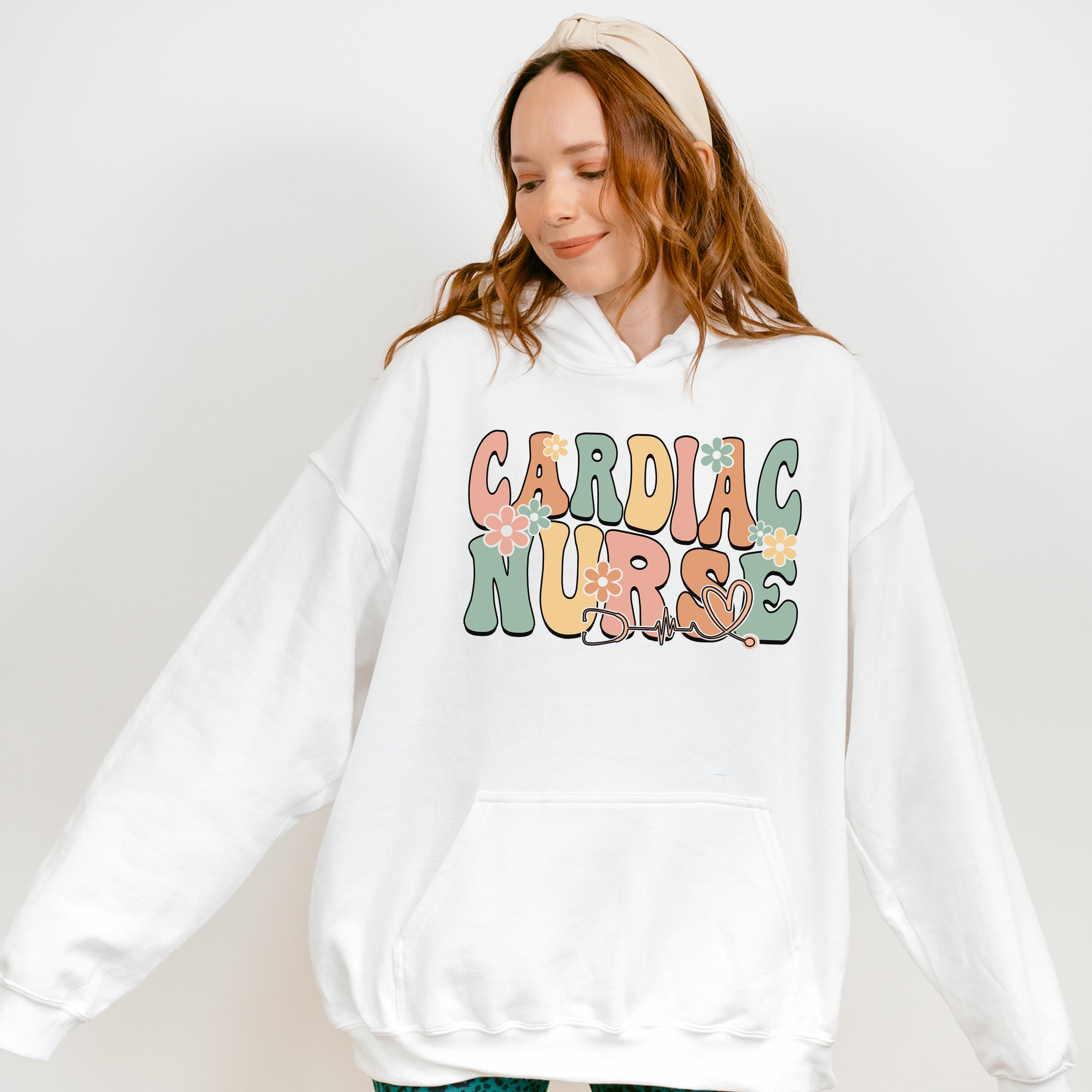 Cardiac Nurse Flowers Design - Cardiac Nurse Unisex Crewneck T-Shirt Sweatshirt Hoodie