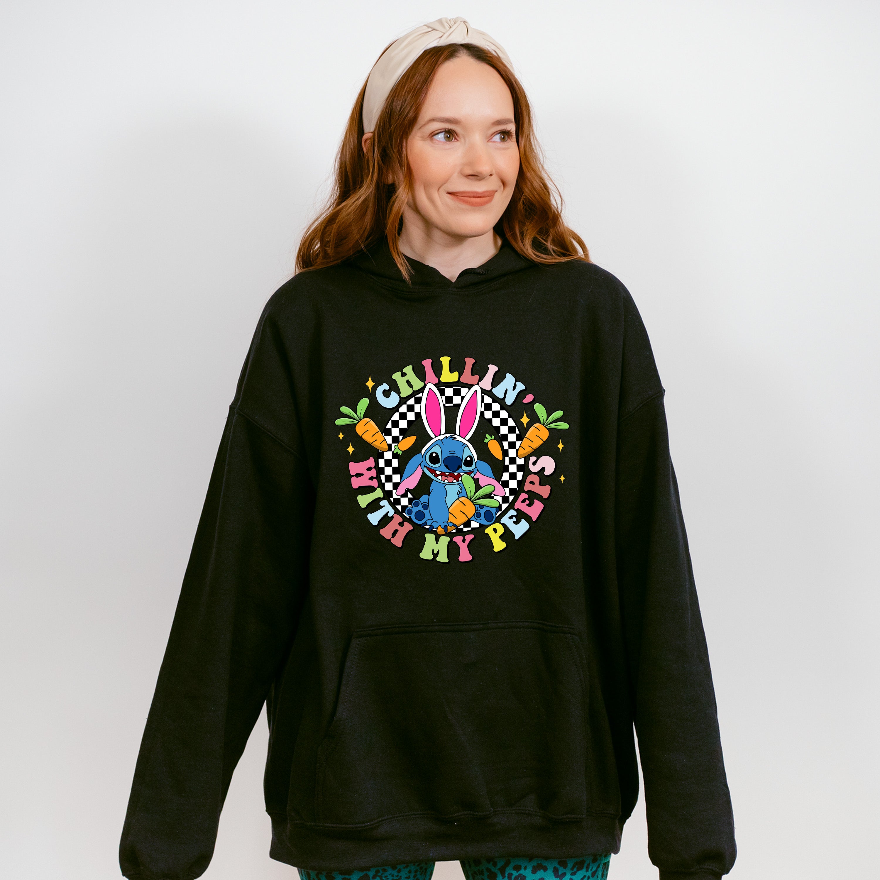 Chilling With My Peeps Stitch - Easter Day Unisex Crewneck T-Shirt Sweatshirt Hoodie