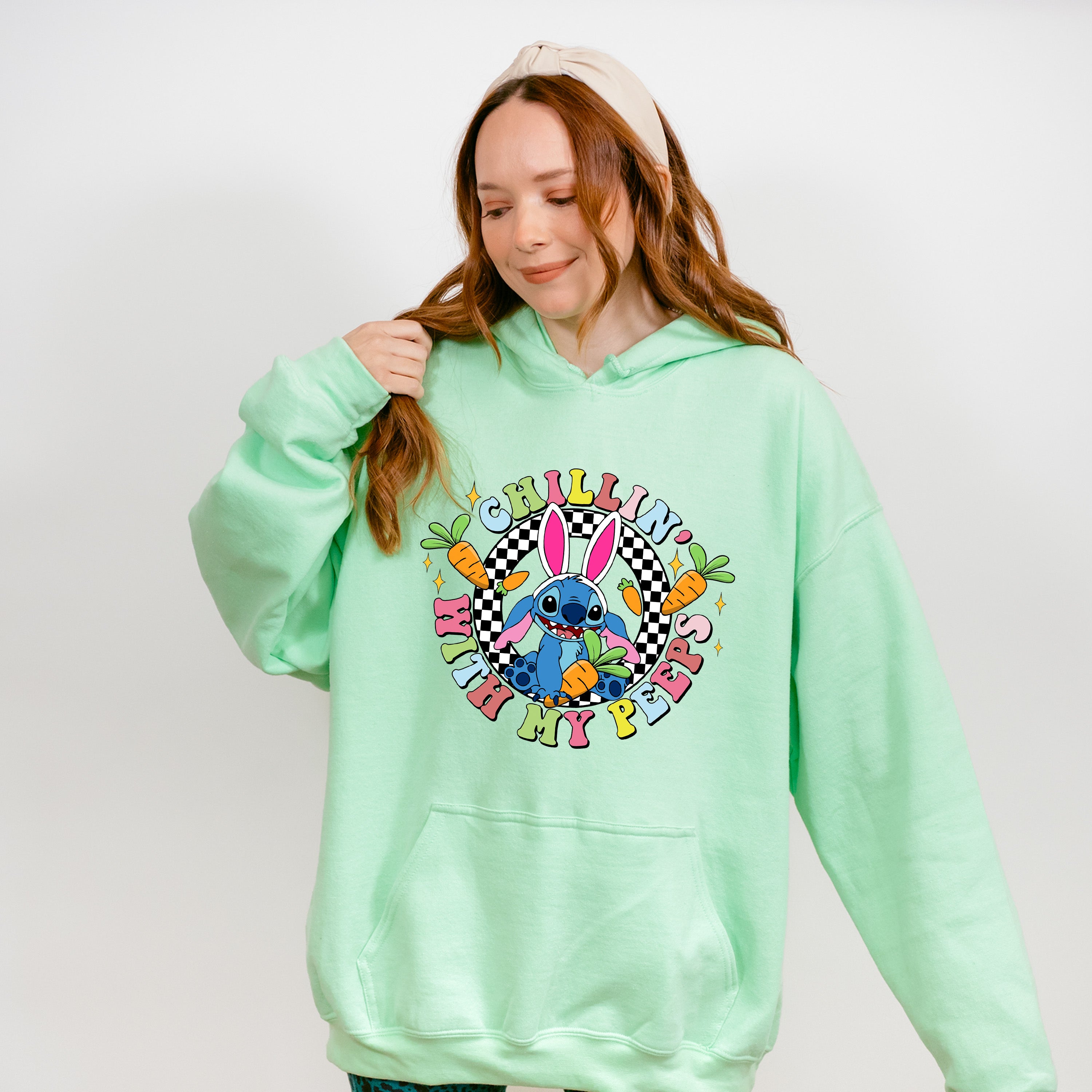 Chilling With My Peeps Stitch - Easter Day Unisex Crewneck T-Shirt Sweatshirt Hoodie