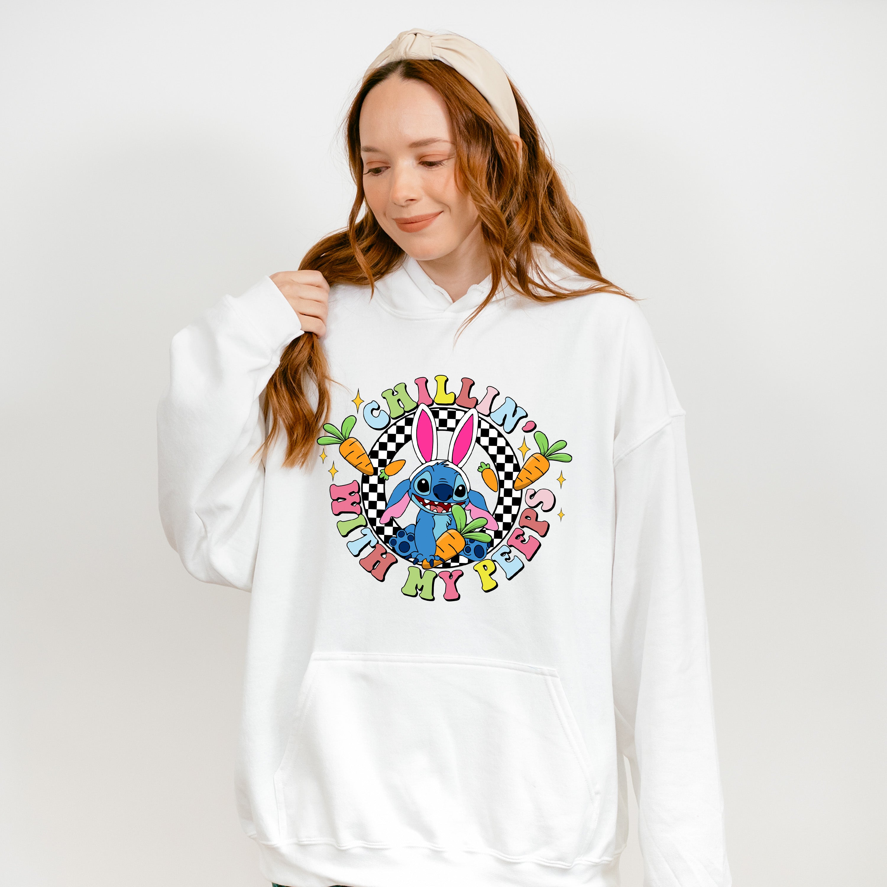 Chilling With My Peeps Stitch - Easter Day Unisex Crewneck T-Shirt Sweatshirt Hoodie