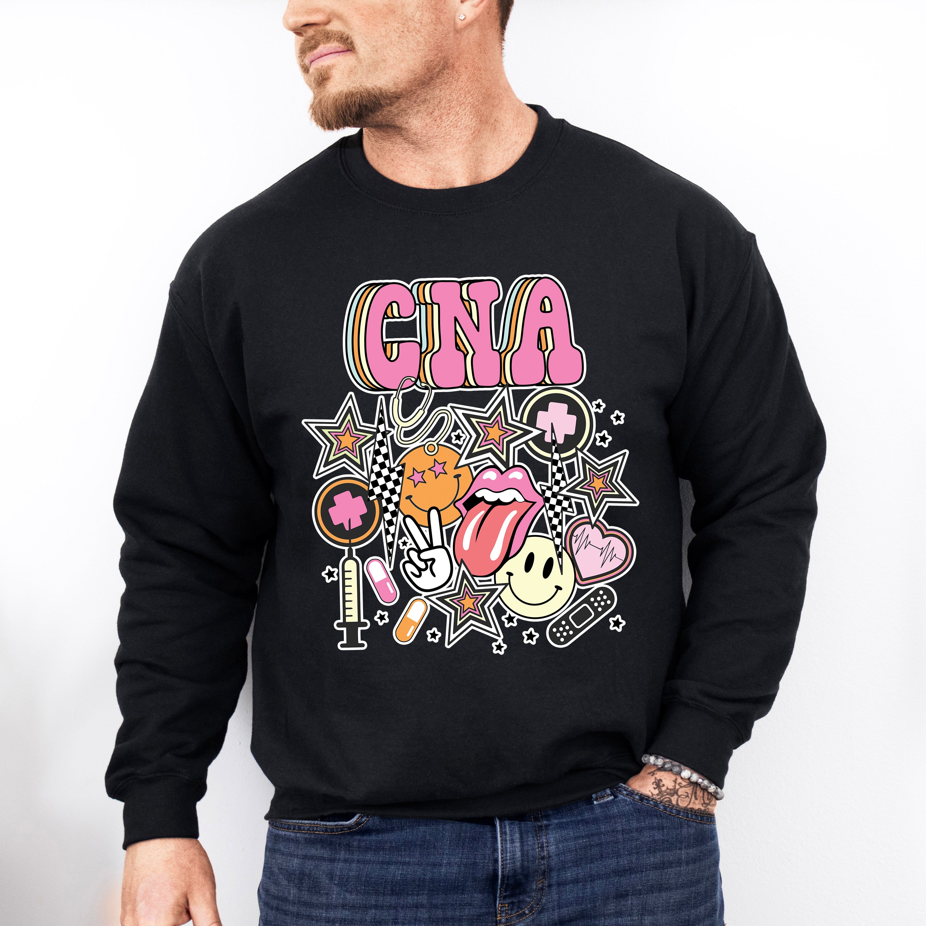CNA Doodles Design - CNA Unisex Crewneck T-Shirt Sweatshirt Hoodie