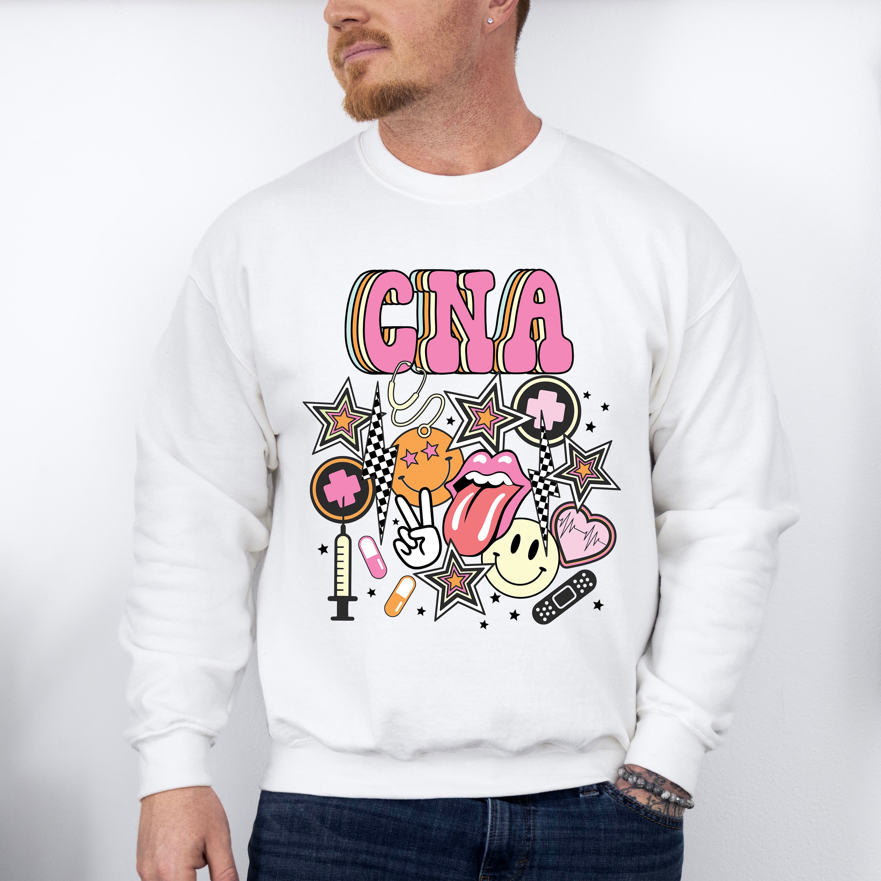 CNA Doodles Design - CNA Unisex Crewneck T-Shirt Sweatshirt Hoodie