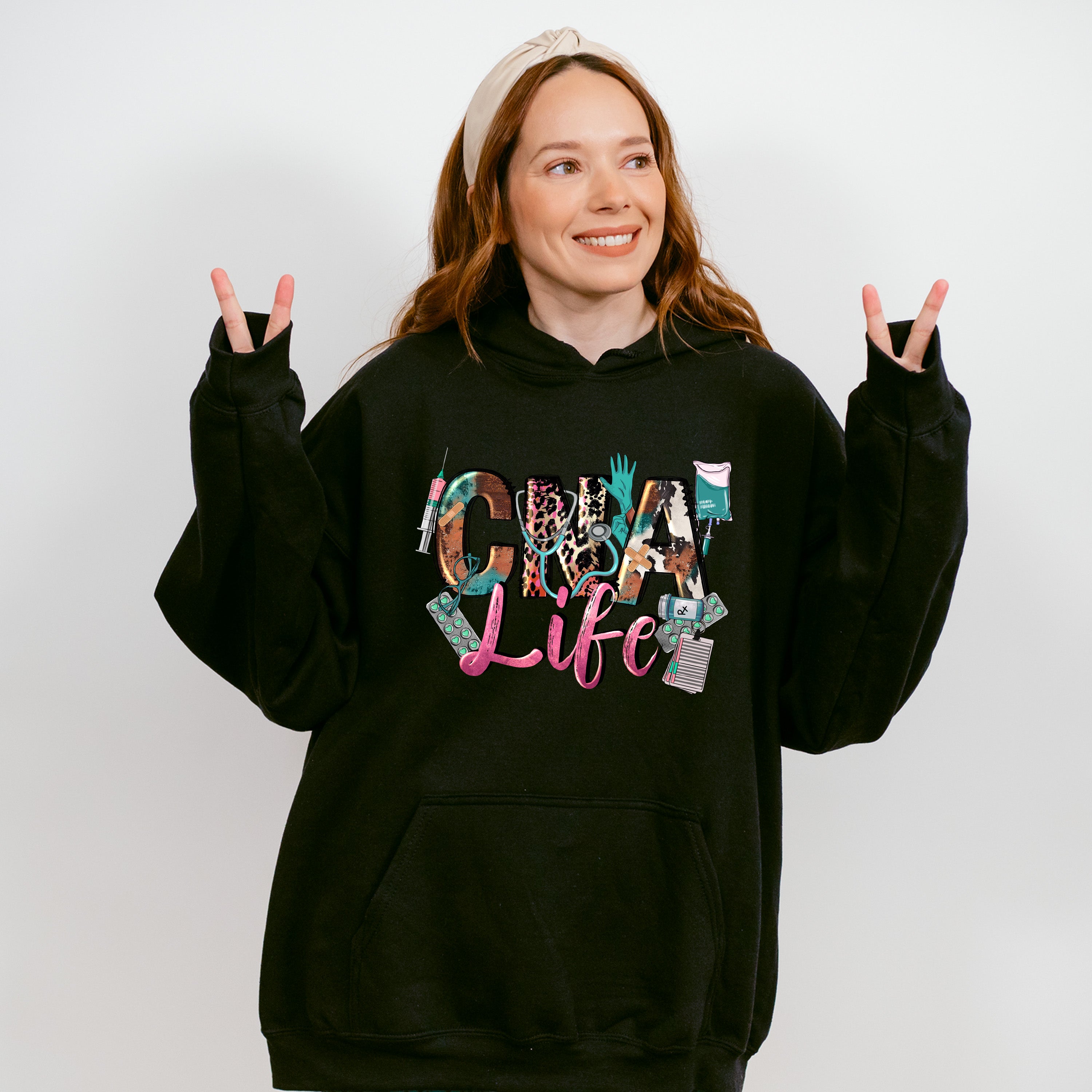 CNA Life Doodles Design - CNA Unisex Crewneck T-Shirt Sweatshirt Hoodie