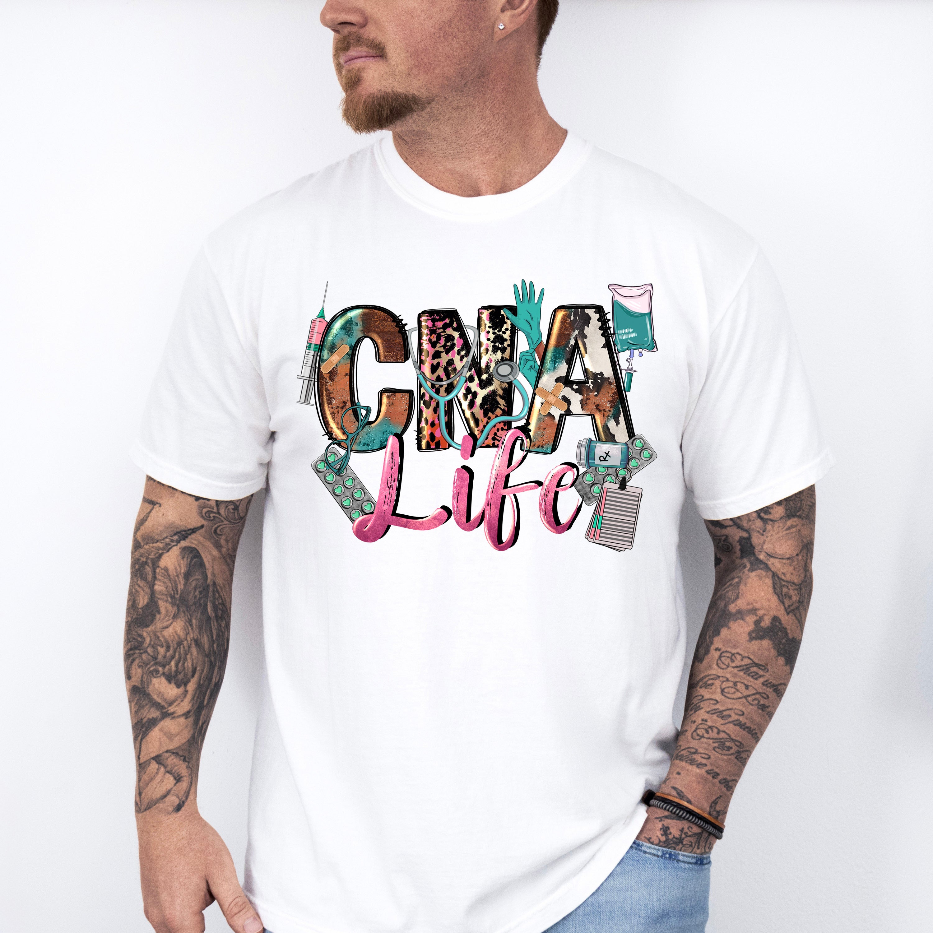CNA Life Doodles Design - CNA Unisex Crewneck T-Shirt Sweatshirt Hoodie