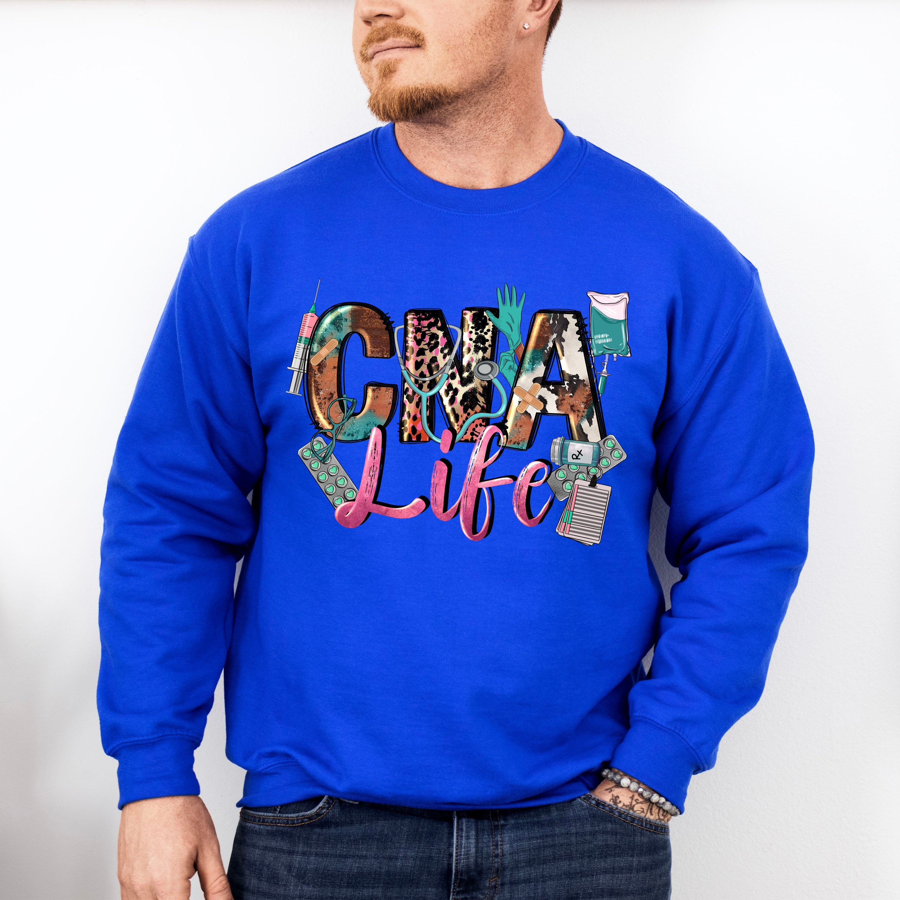 CNA Life Doodles Design - CNA Unisex Crewneck T-Shirt Sweatshirt Hoodie