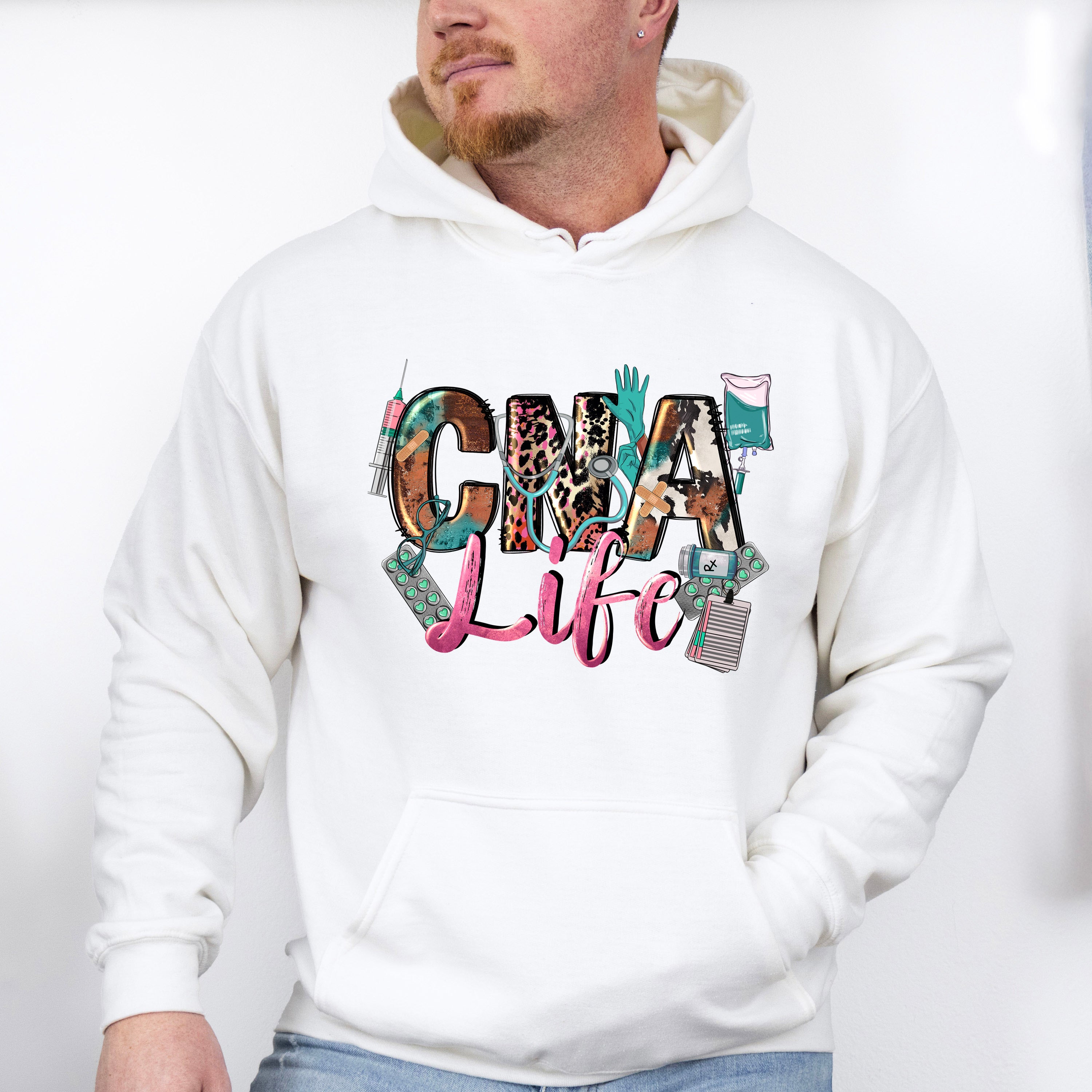 CNA Life Doodles Design - CNA Unisex Crewneck T-Shirt Sweatshirt Hoodie
