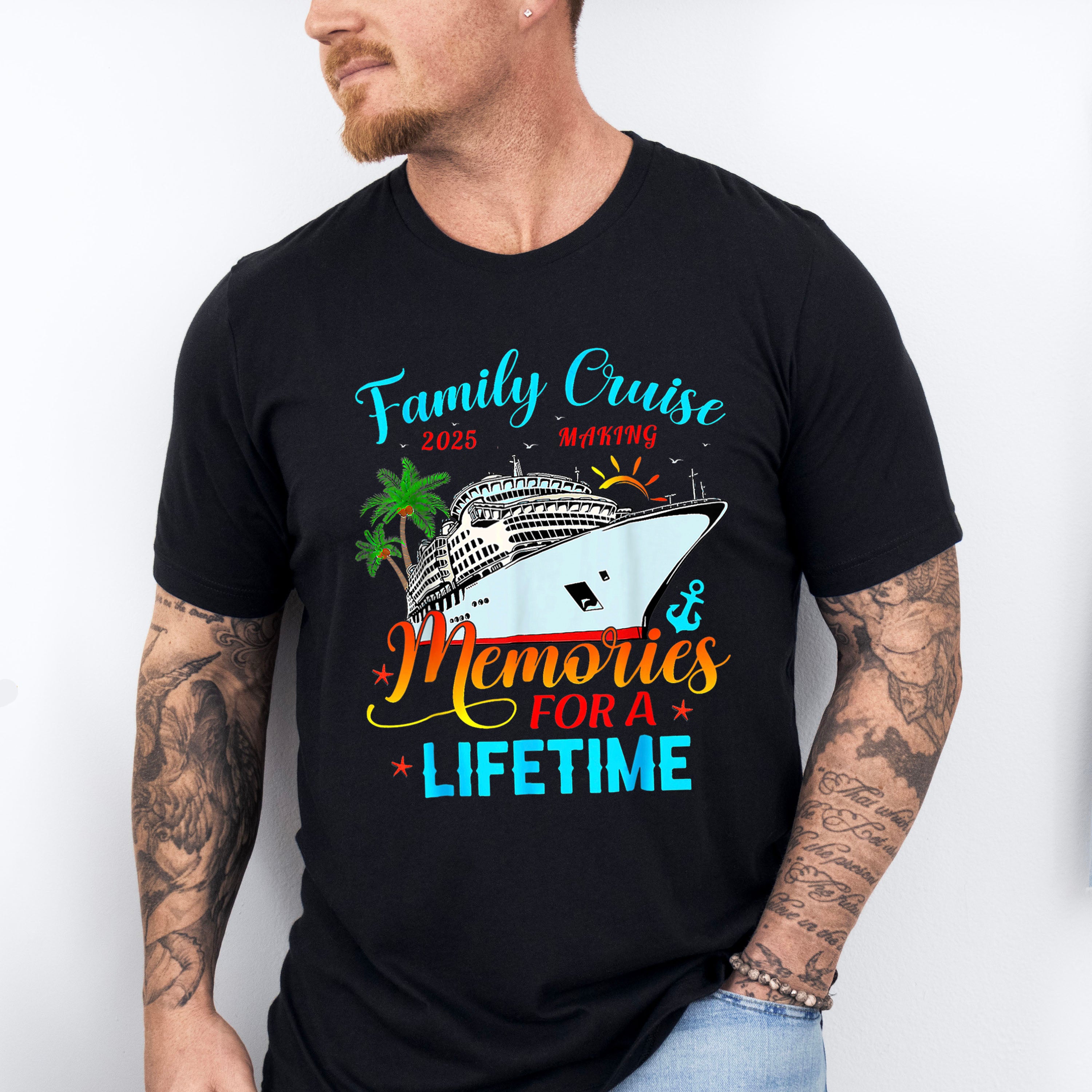 Family Cruise 2025 Making Memories Palm Trees - Vacation Unisex Crewneck T-Shirt Sweatshirt Hoodie