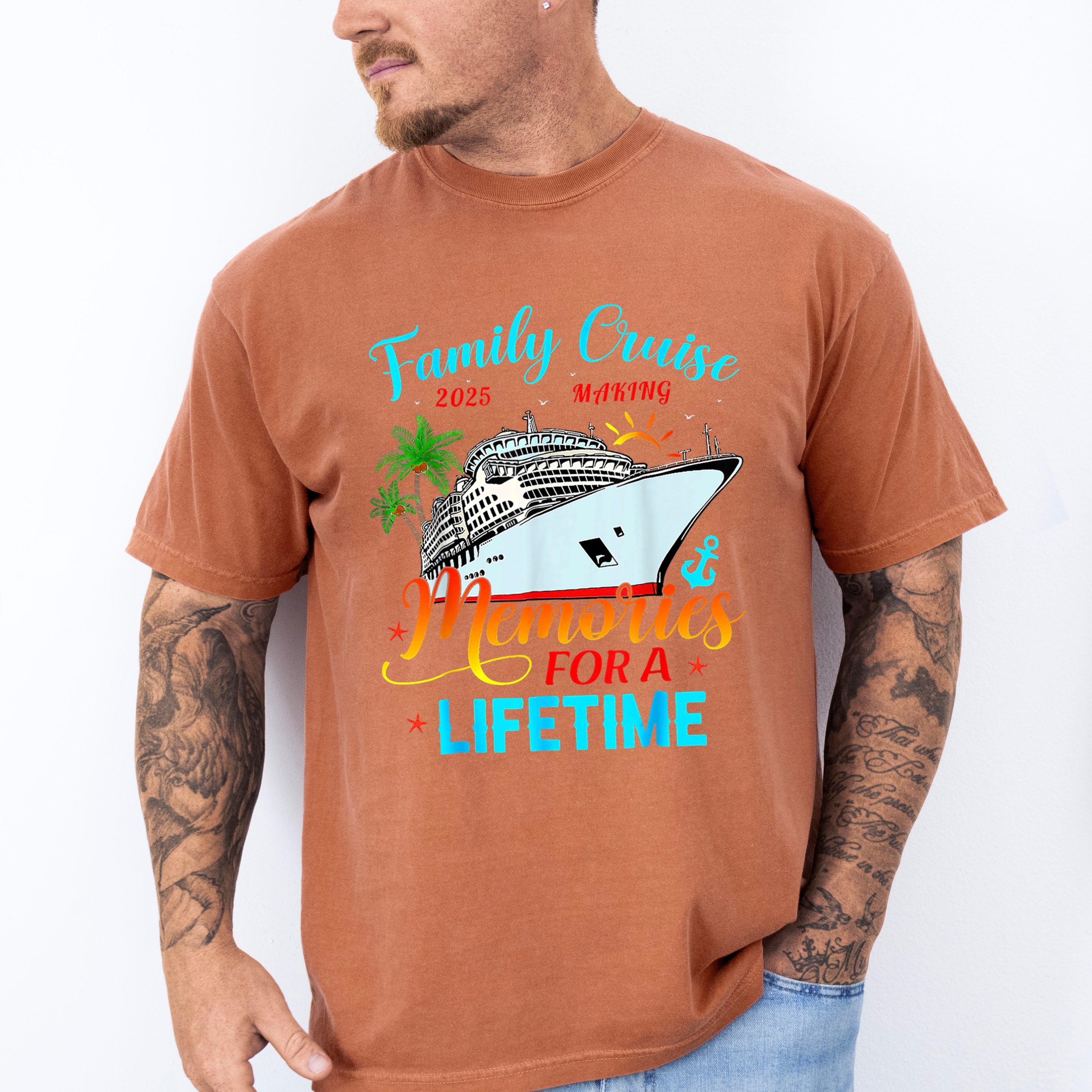 Family Cruise 2025 Making Memories Palm Trees - Vacation Unisex Crewneck T-Shirt Sweatshirt Hoodie