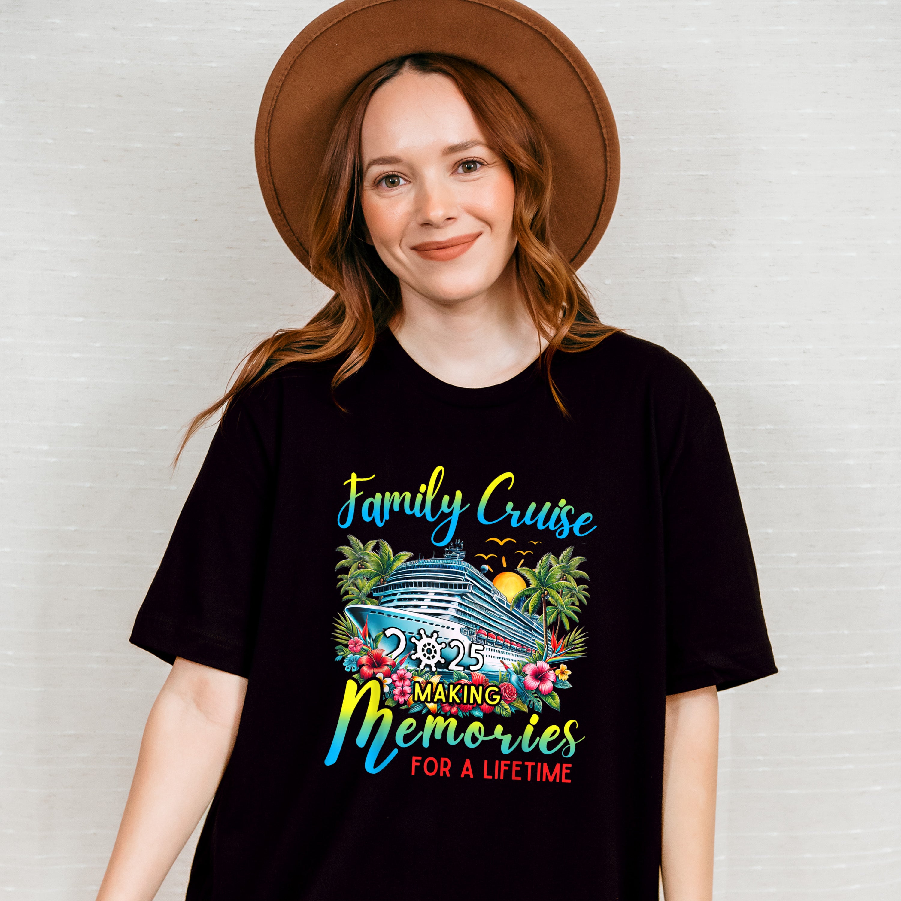 Family Cruise 2025 Making Memories, Flowers Design - Vacation Unisex Crewneck T-Shirt Sweatshirt Hoodie