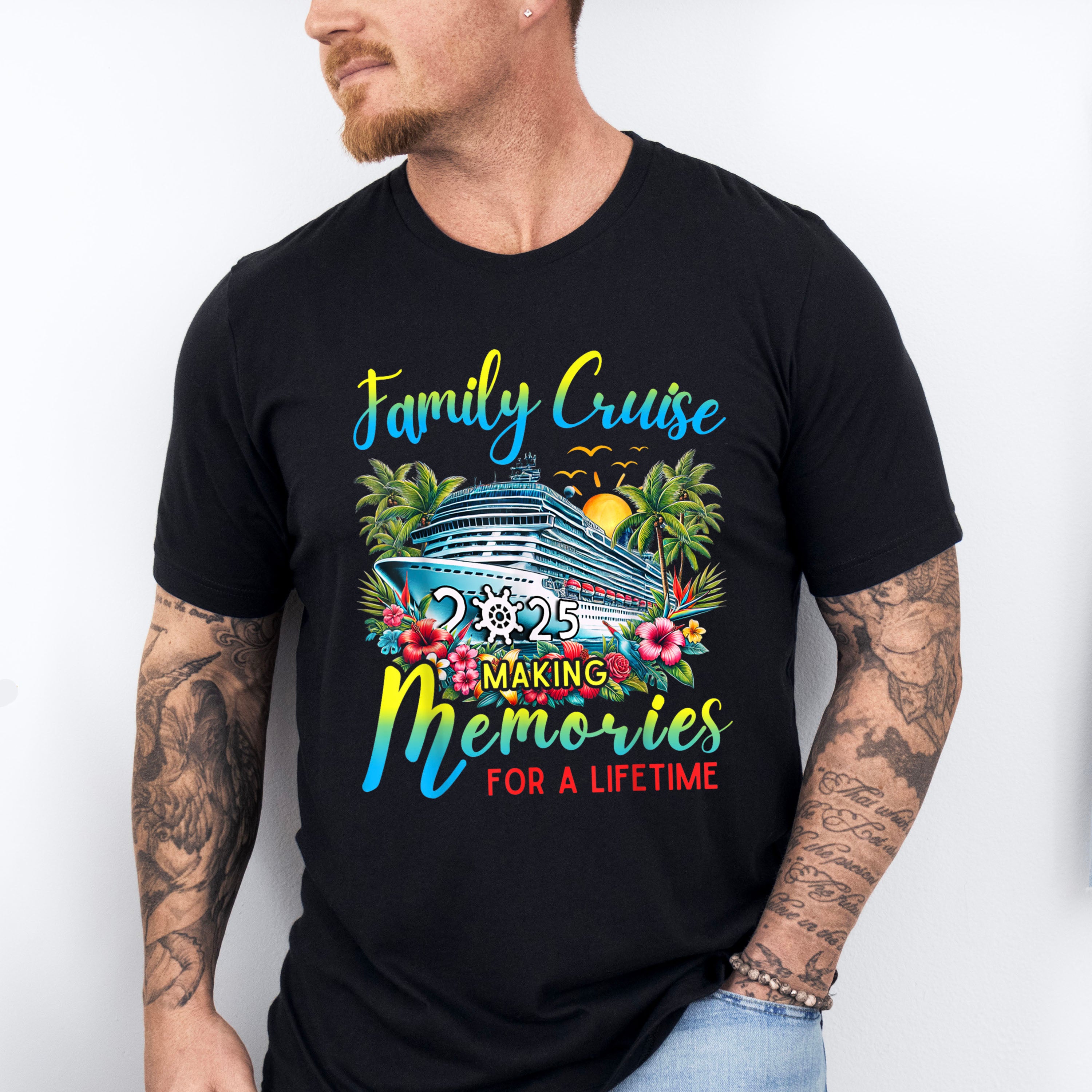 Family Cruise 2025 Making Memories, Flowers Design - Vacation Unisex Crewneck T-Shirt Sweatshirt Hoodie