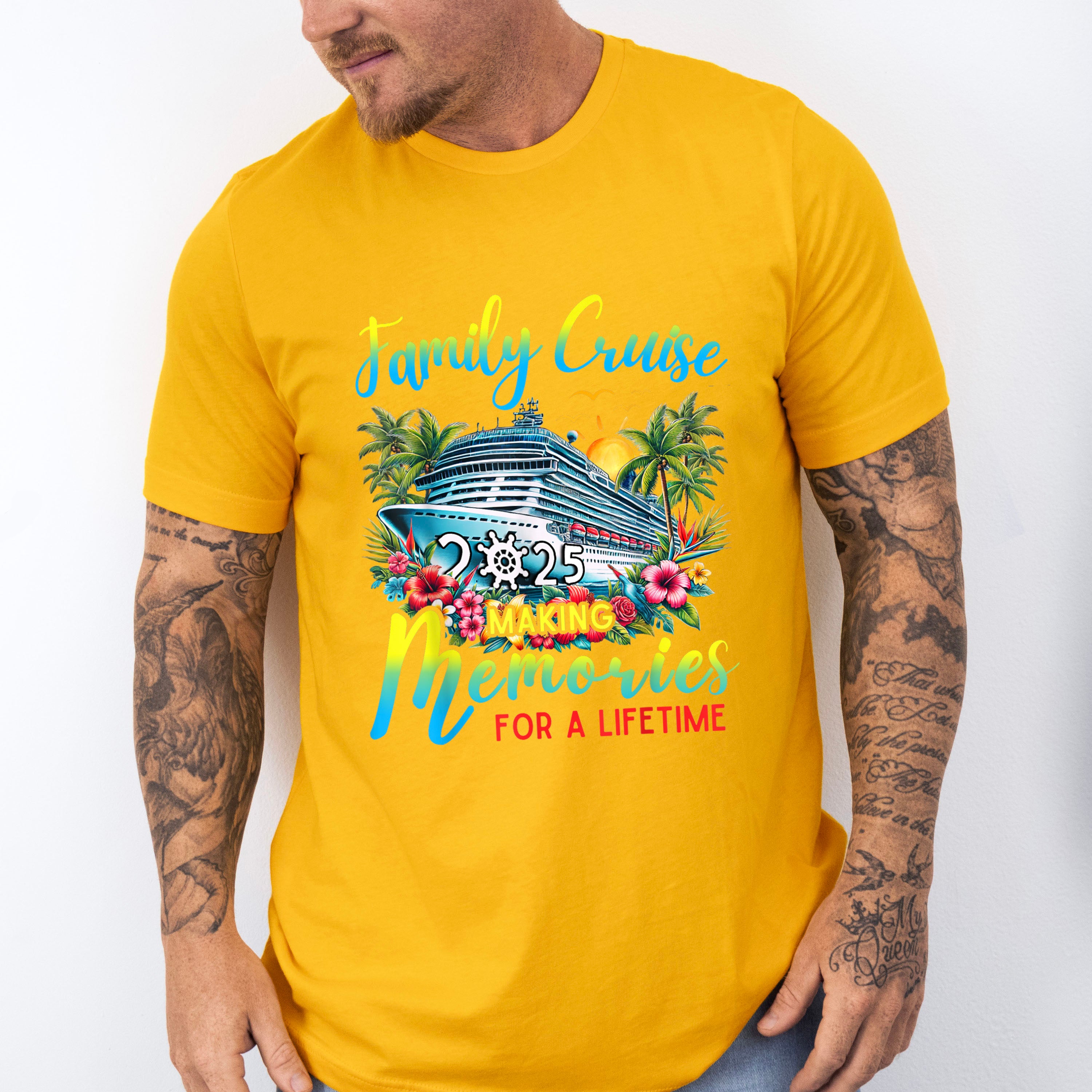Family Cruise 2025 Making Memories, Flowers Design - Vacation Unisex Crewneck T-Shirt Sweatshirt Hoodie
