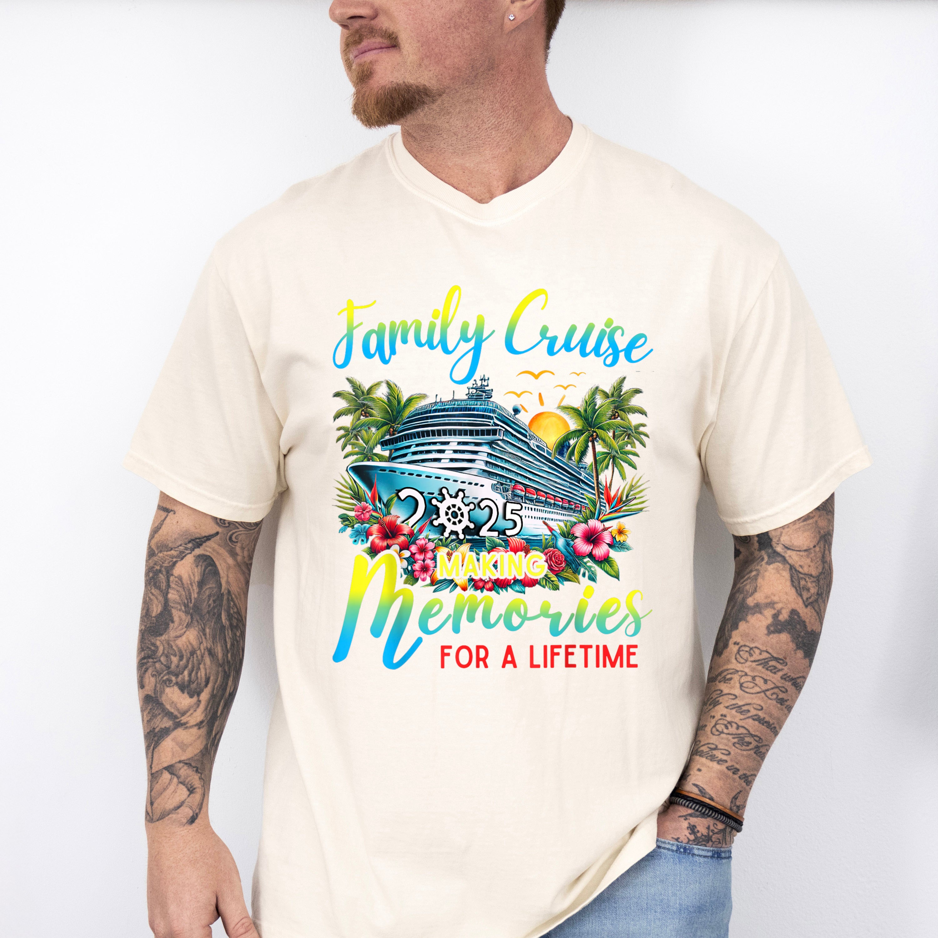 Family Cruise 2025 Making Memories, Flowers Design - Vacation Unisex Crewneck T-Shirt Sweatshirt Hoodie