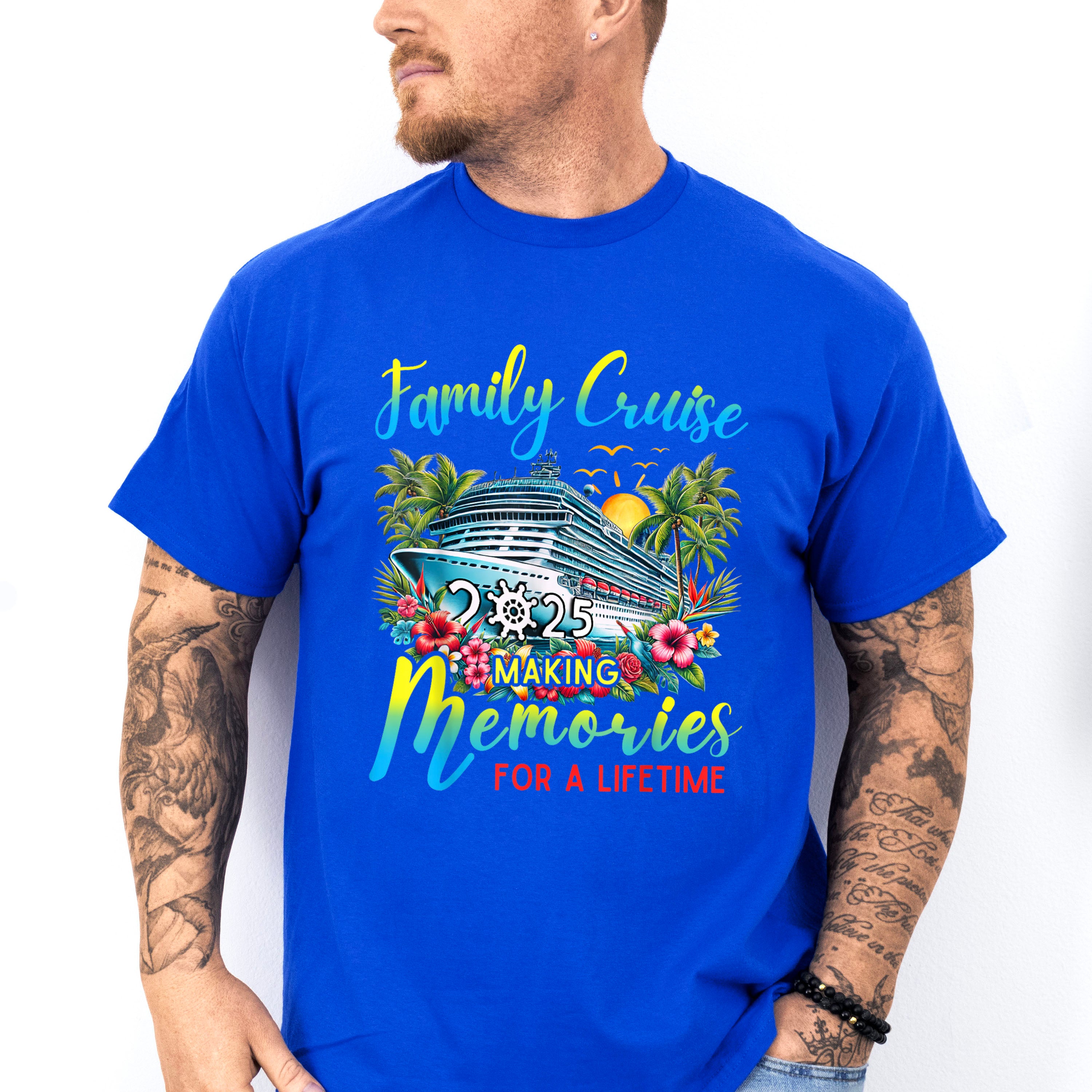 Family Cruise 2025 Making Memories, Flowers Design - Vacation Unisex Crewneck T-Shirt Sweatshirt Hoodie