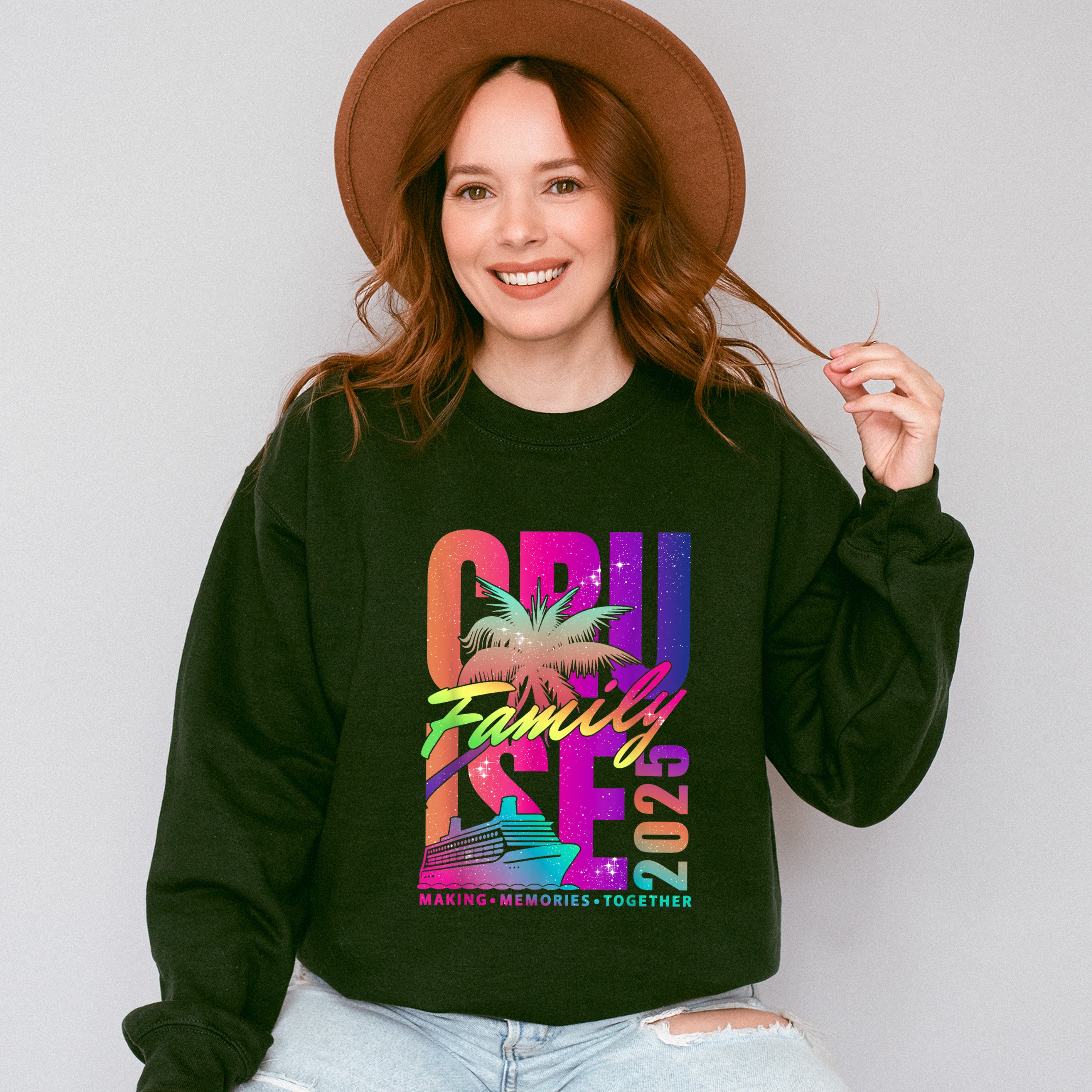 Cruise Family 2025 Palm Tree Gradient - Vacation Unisex Crewneck T-Shirt Sweatshirt Hoodie