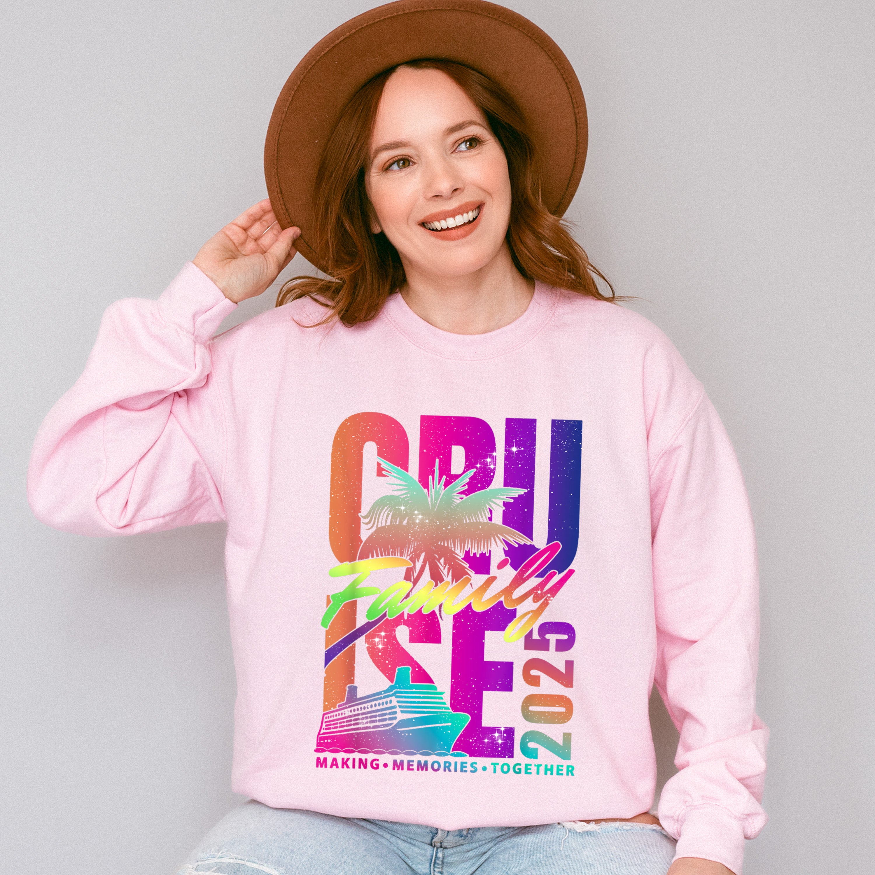 Cruise Family 2025 Palm Tree Gradient - Vacation Unisex Crewneck T-Shirt Sweatshirt Hoodie