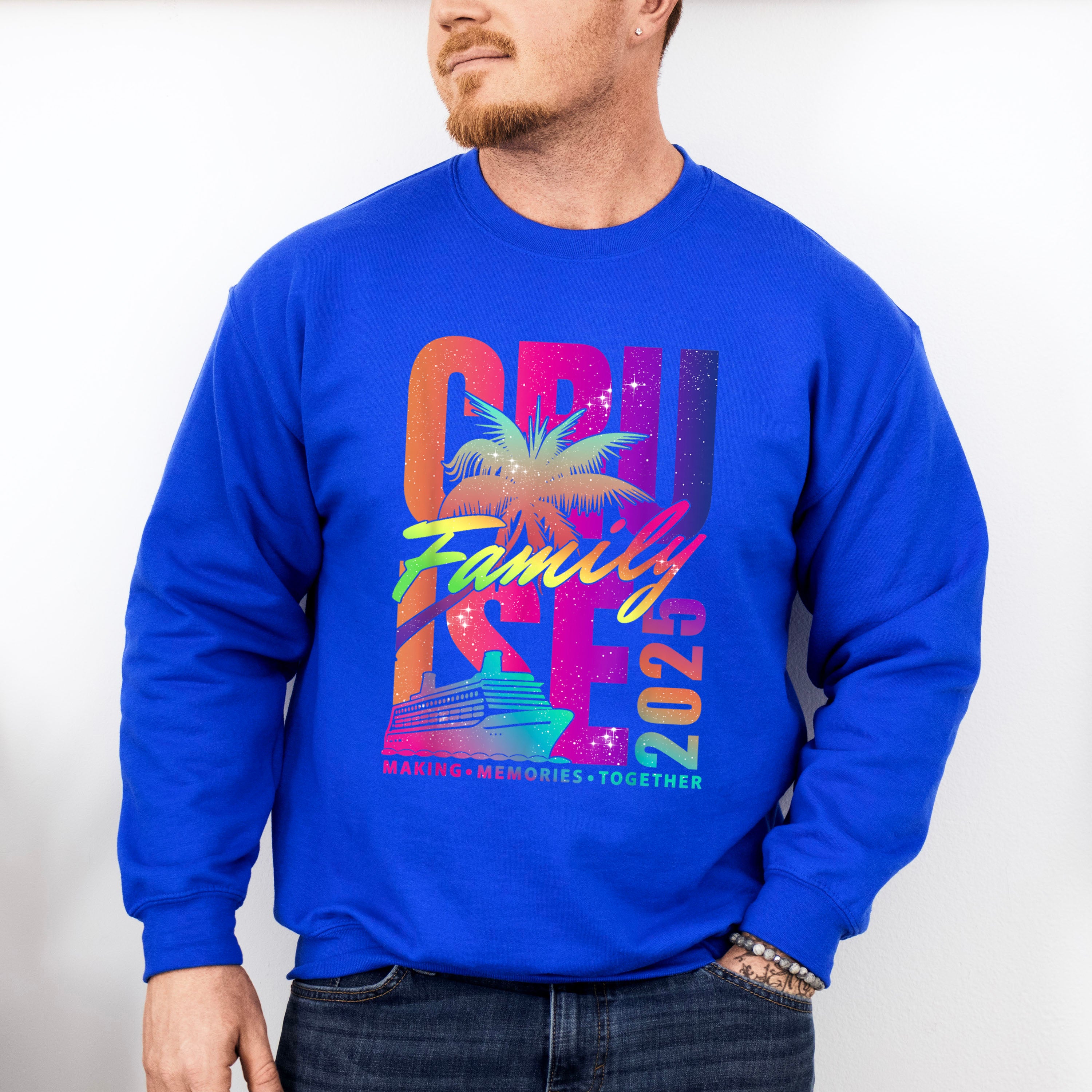 Cruise Family 2025 Palm Tree Gradient - Vacation Unisex Crewneck T-Shirt Sweatshirt Hoodie