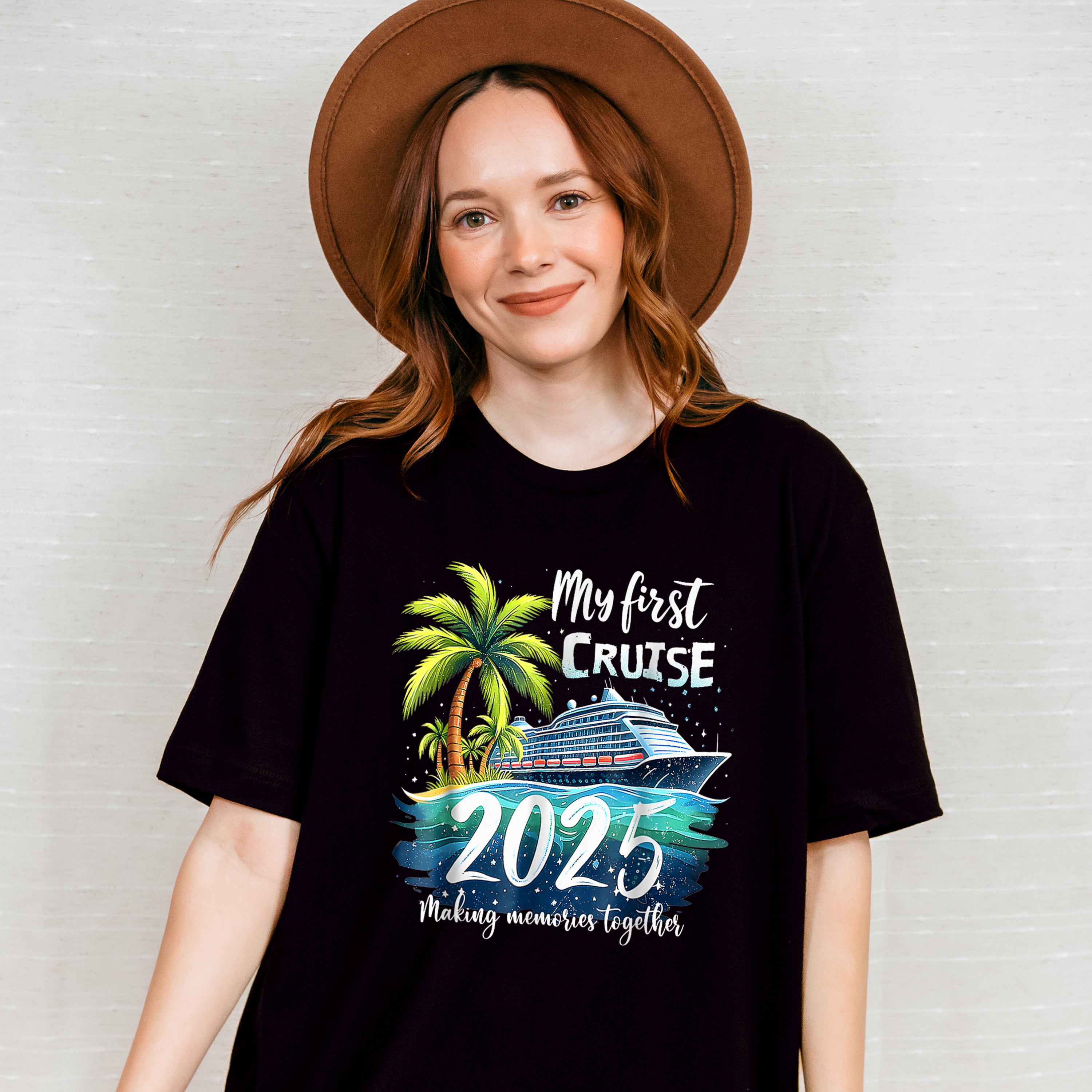 My First Cruise 2025 Palm Trees - Vacation Unisex Crewneck T-Shirt Sweatshirt Hoodie