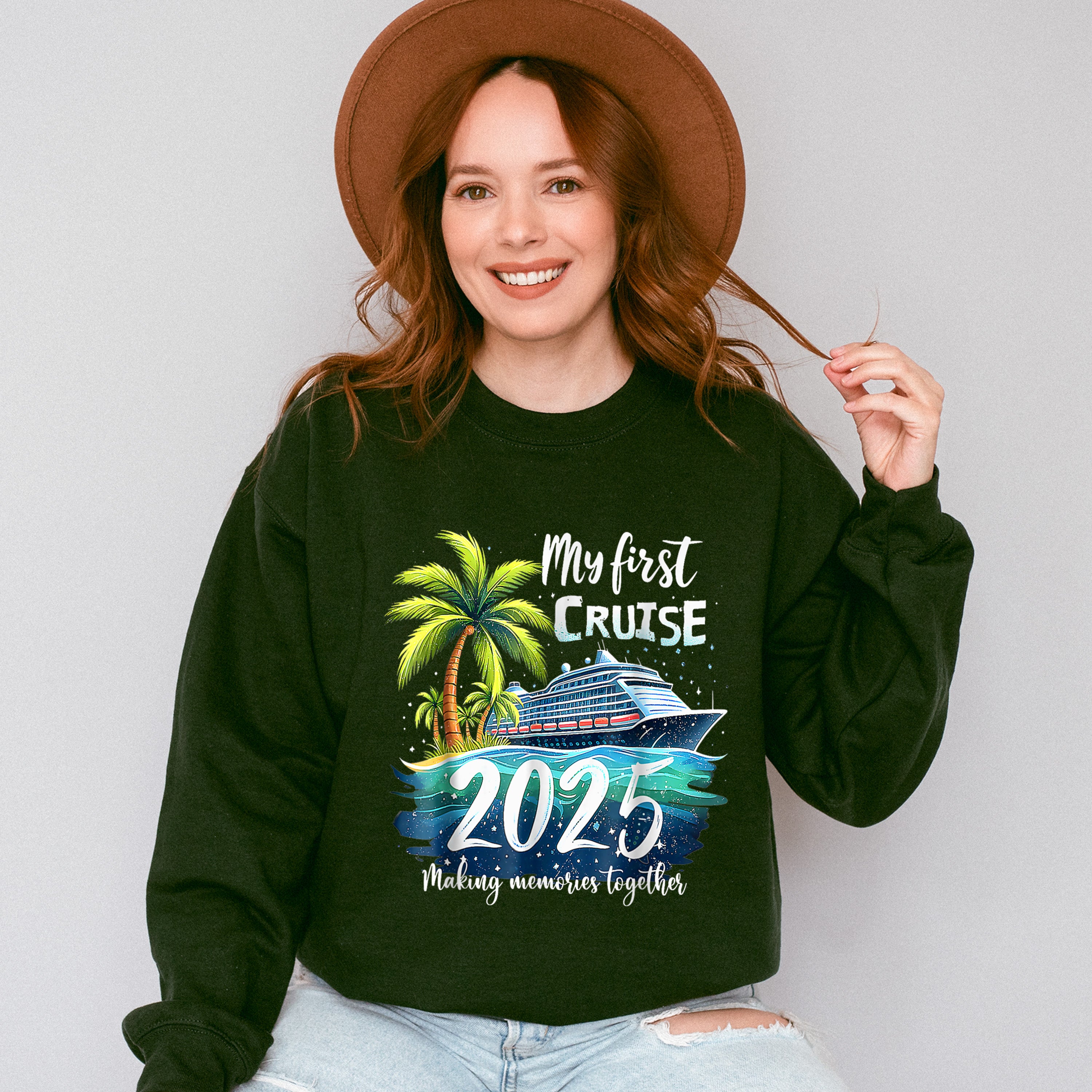 My First Cruise 2025 Palm Trees - Vacation Unisex Crewneck T-Shirt Sweatshirt Hoodie