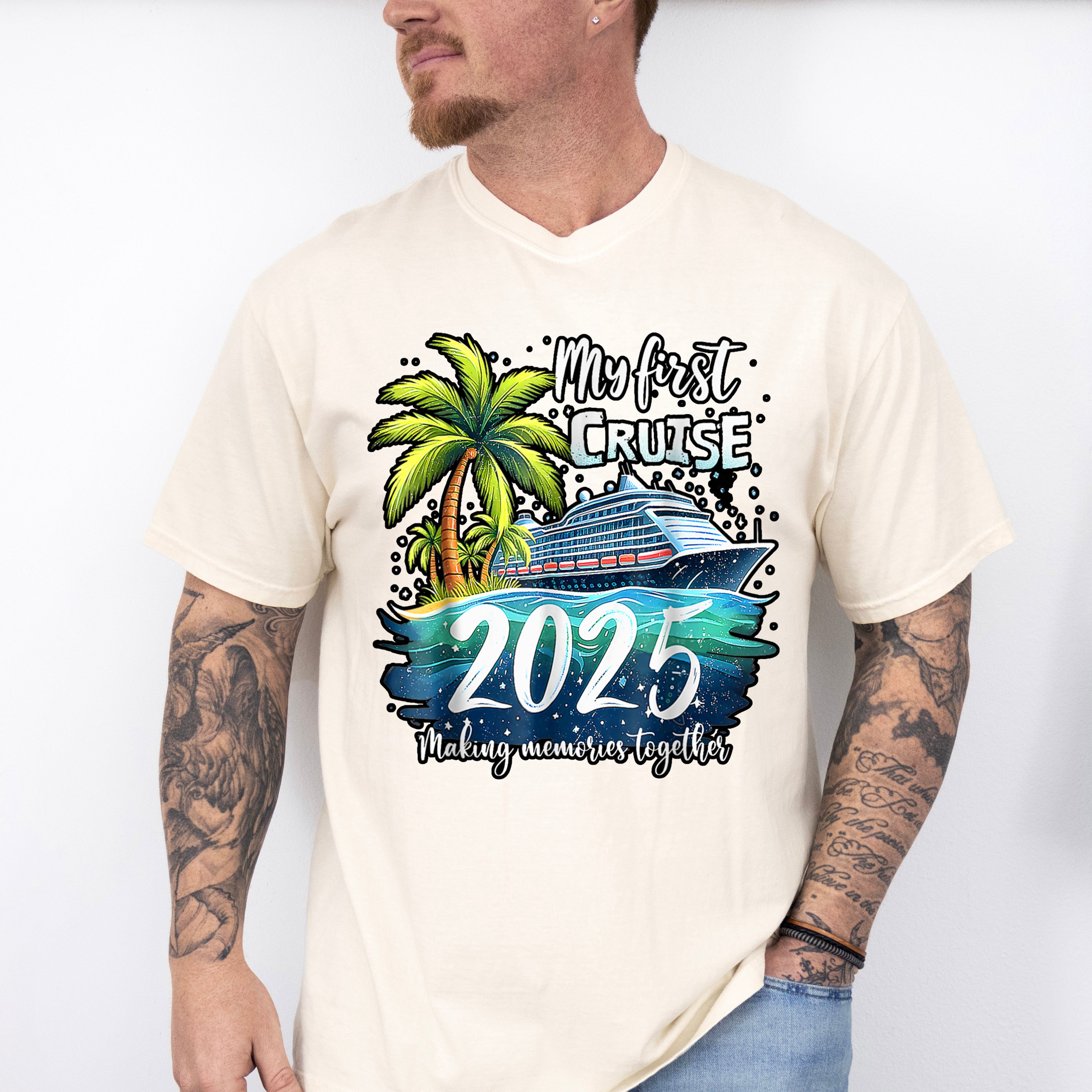 My First Cruise 2025 Palm Trees - Vacation Unisex Crewneck T-Shirt Sweatshirt Hoodie