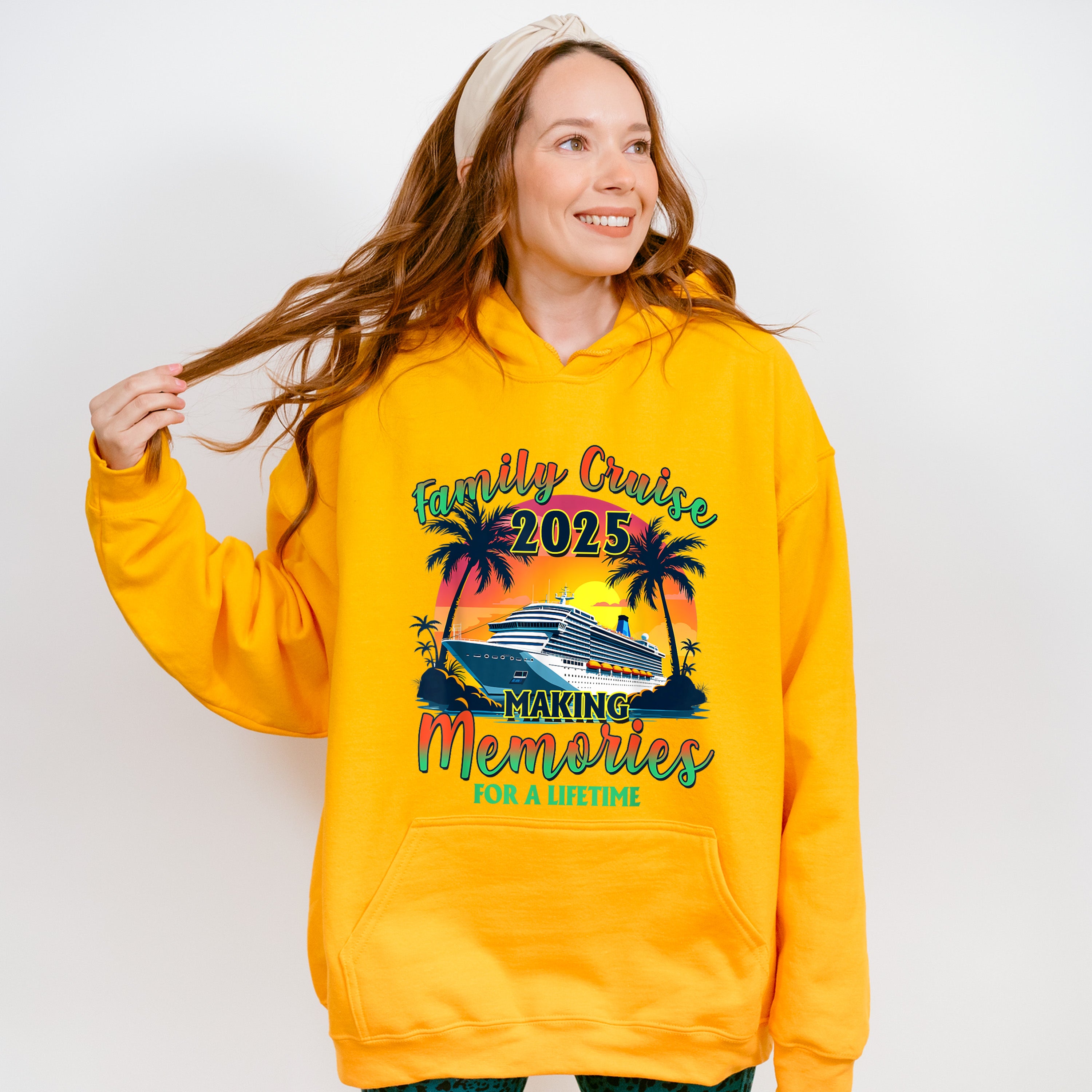 Family Cruise 2025 Making Memories, Sunset Design - Vacation Unisex Crewneck T-Shirt Sweatshirt Hoodie