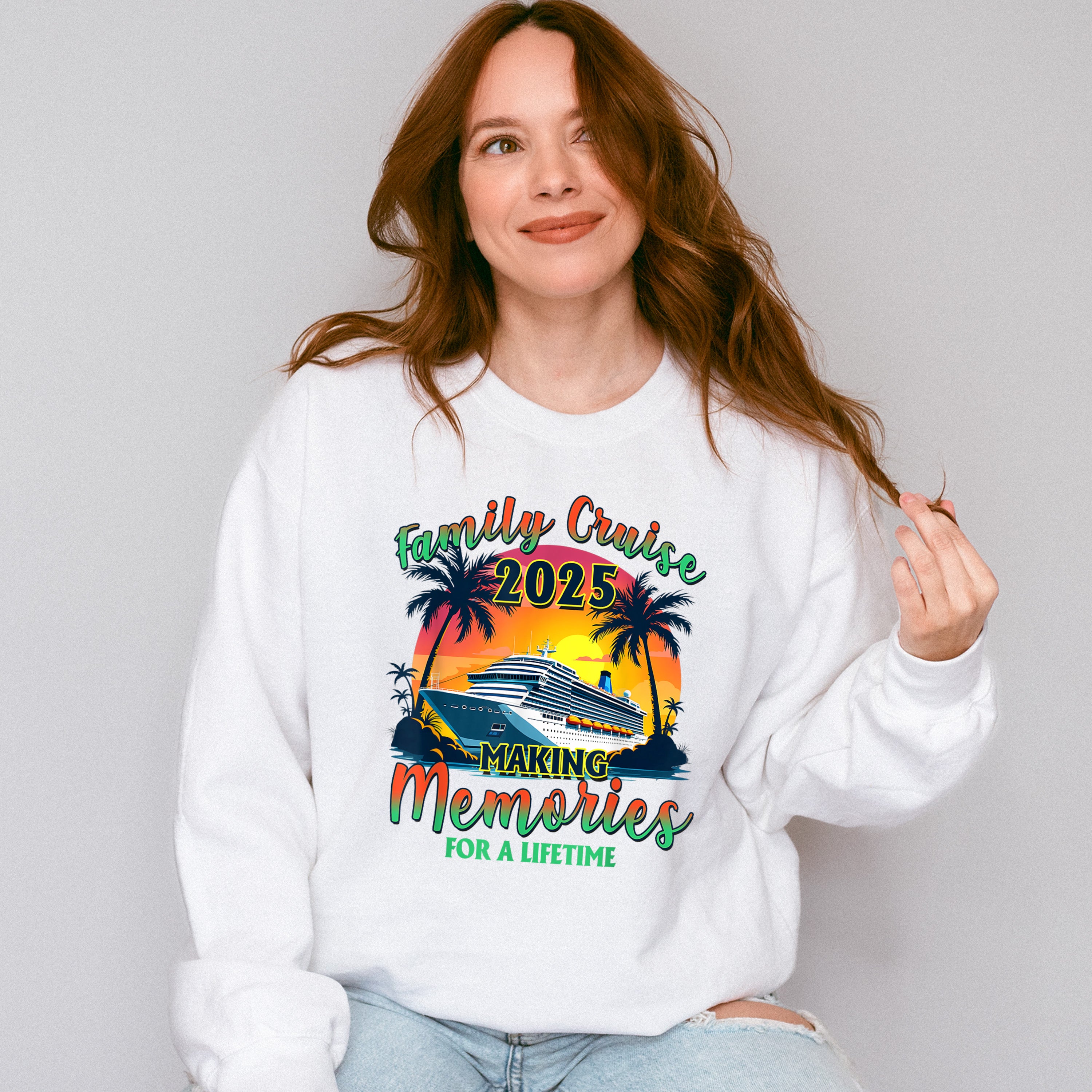 Family Cruise 2025 Making Memories, Sunset Design - Vacation Unisex Crewneck T-Shirt Sweatshirt Hoodie