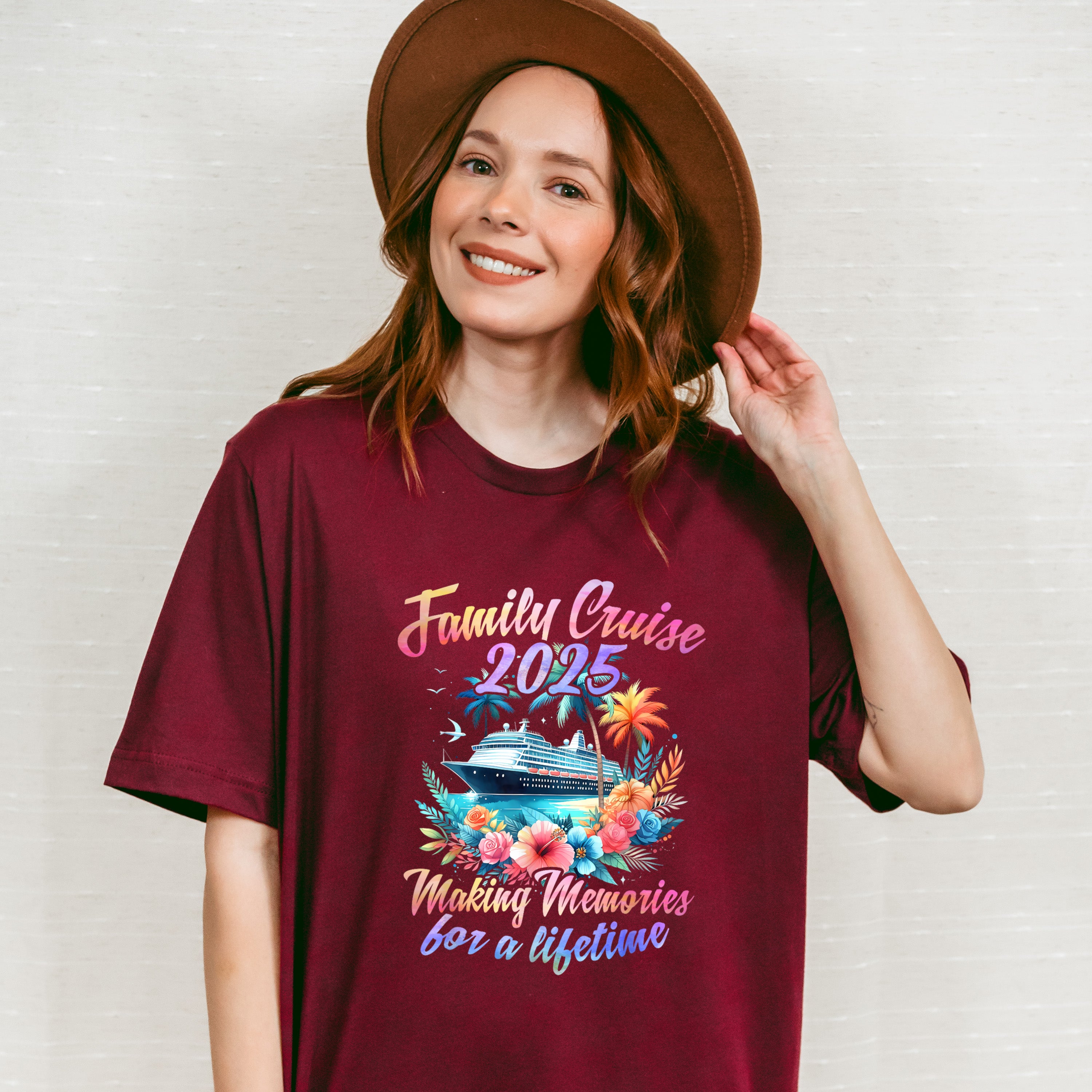 Family Cruise 2025 Making Memories Flowers Colorful Design - Vacation Unisex Crewneck T-Shirt Sweatshirt Hoodie
