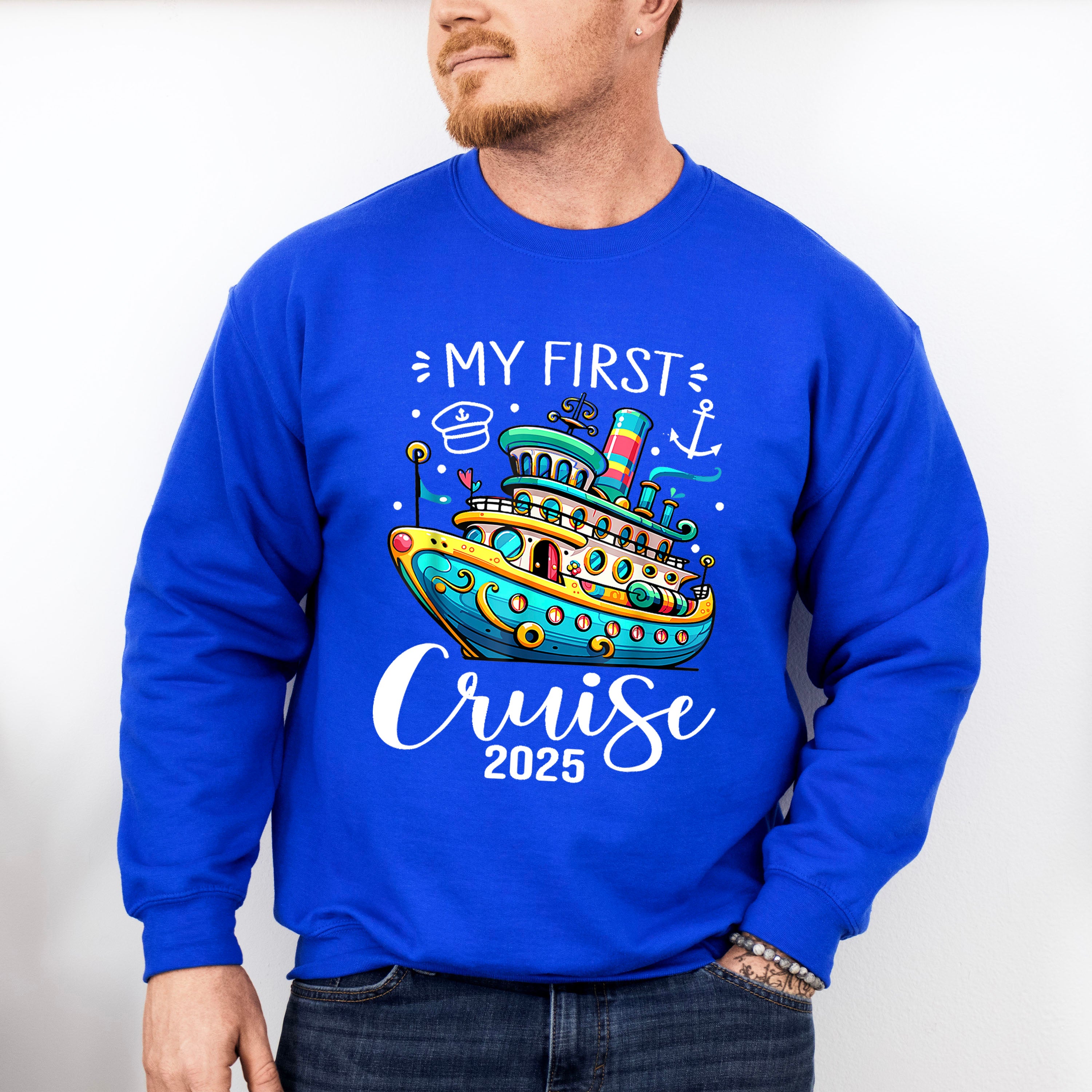 My First Cruise 2025 Blue Ship - Vacation Unisex Crewneck T-Shirt Sweatshirt Hoodie