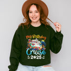 My Birthday Cruise 2025 Palm Trees Design - Vacation Unisex Crewneck T-Shirt Sweatshirt Hoodie