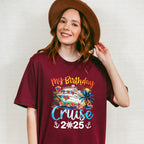 My Birthday Cruise 2025 Palm Trees Design - Vacation Unisex Crewneck T-Shirt Sweatshirt Hoodie