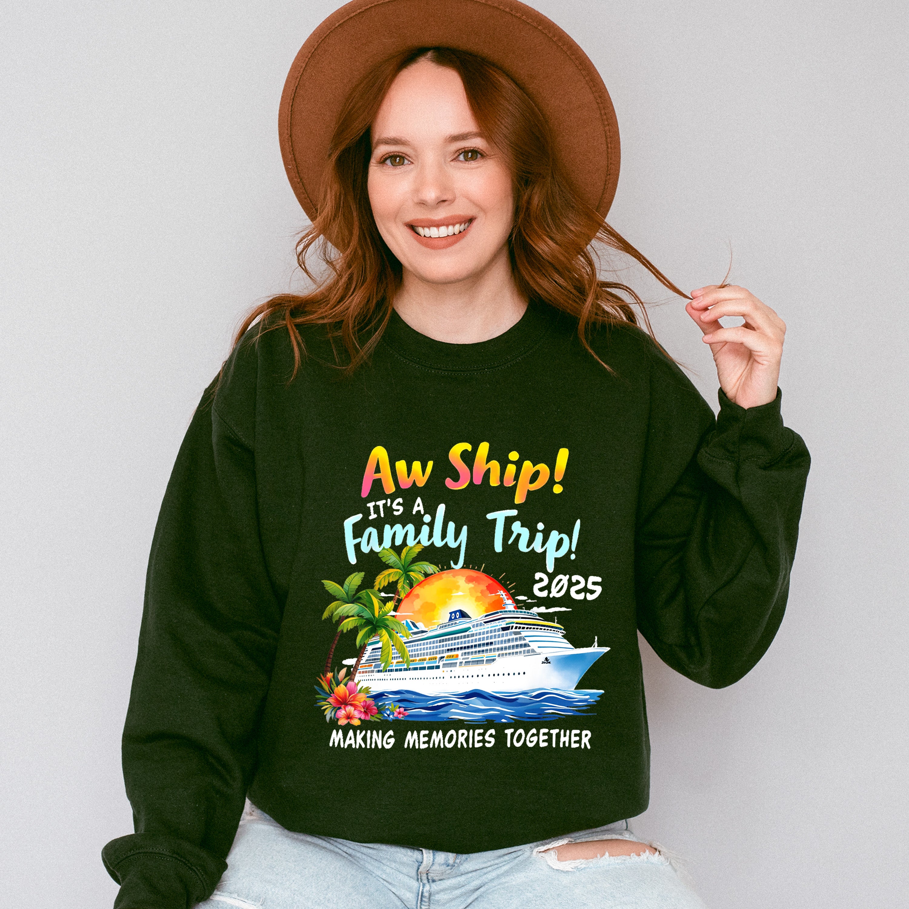 Aw Ship It's A Family Trip 2025 - Vacation Unisex Crewneck T-Shirt Sweatshirt Hoodie